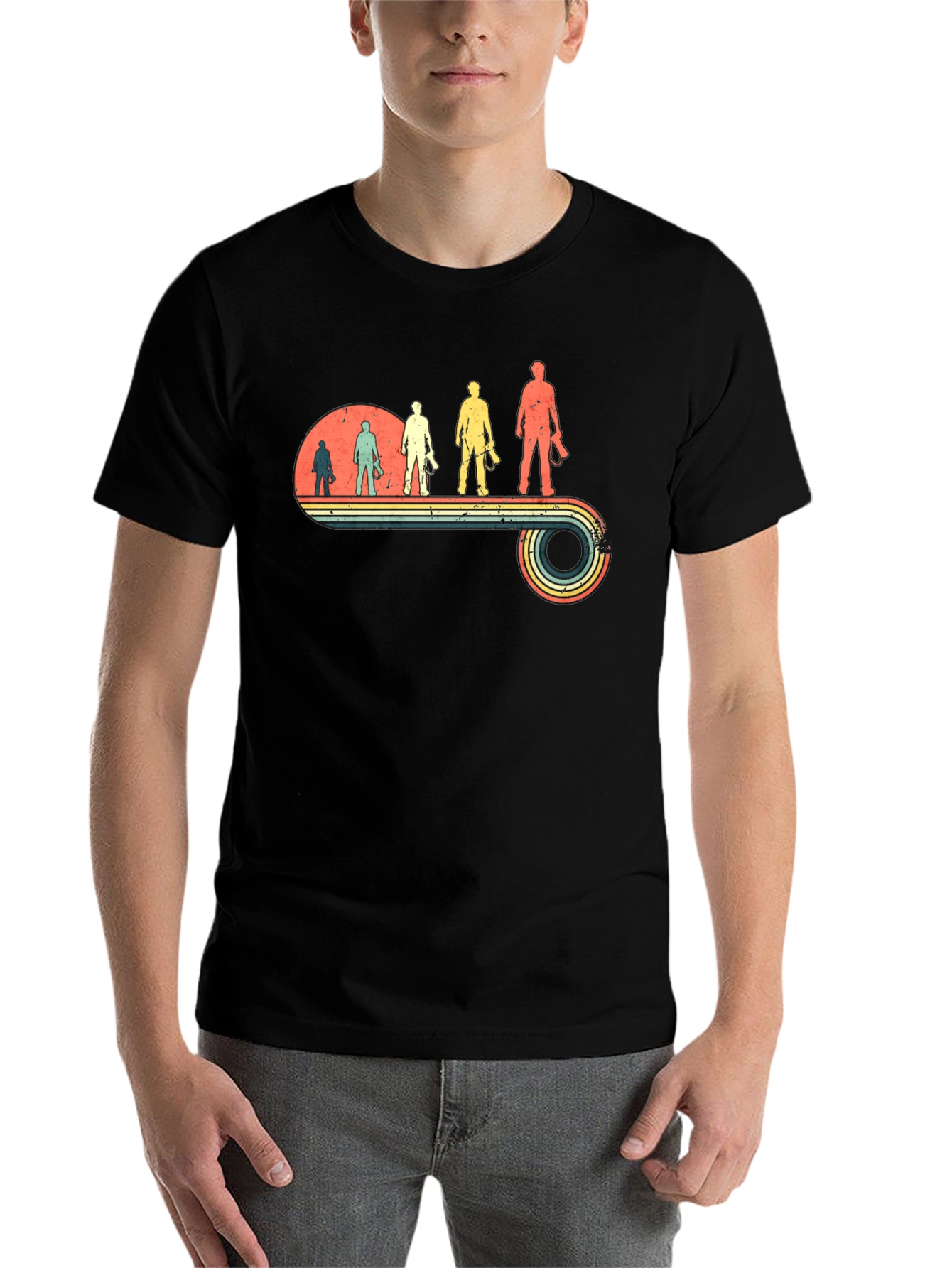 Black Photographer Evolution Retro T-Shirt view 7