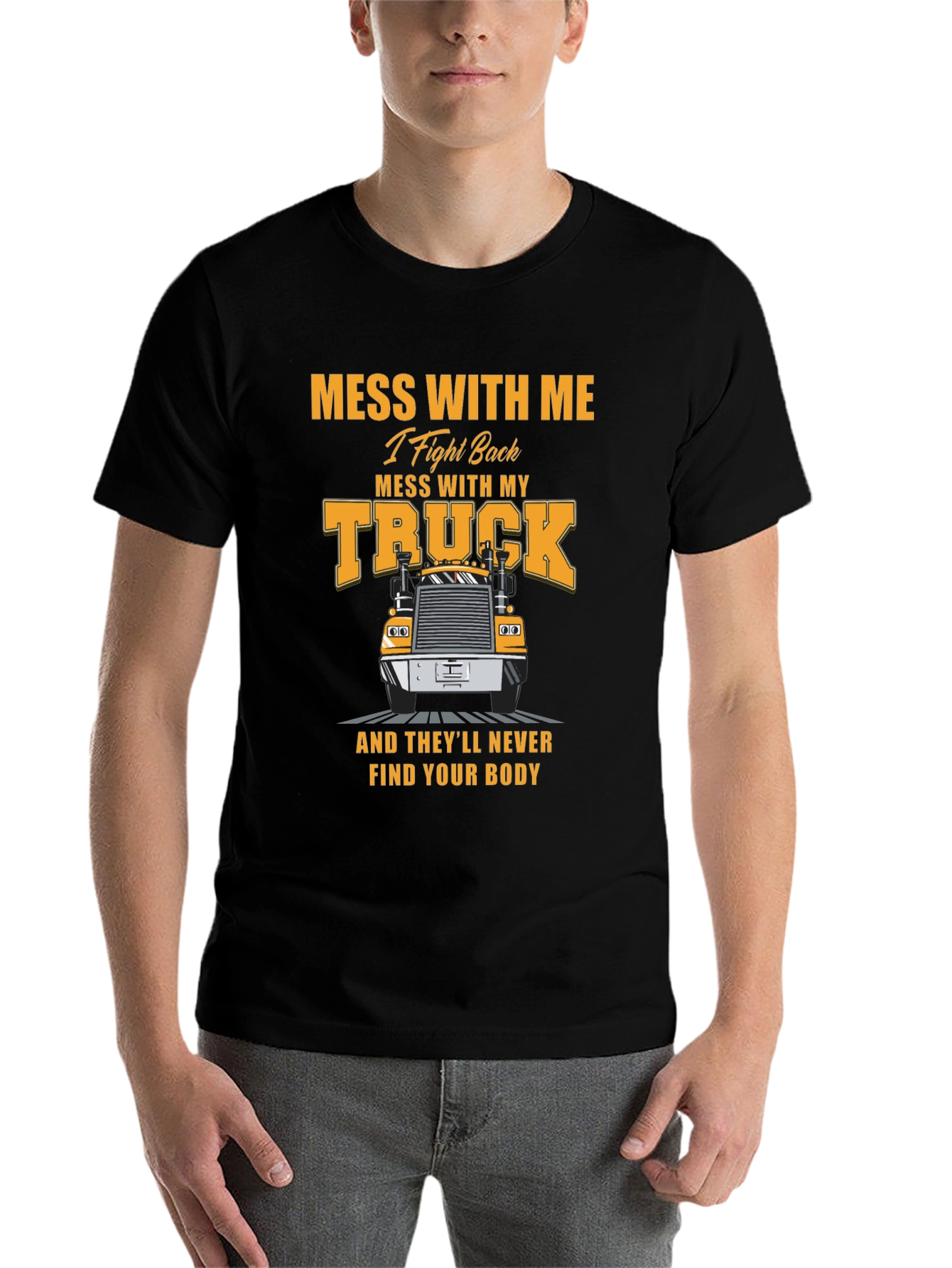 Black Trucker T-Shirt: Mess With My Truck view 7