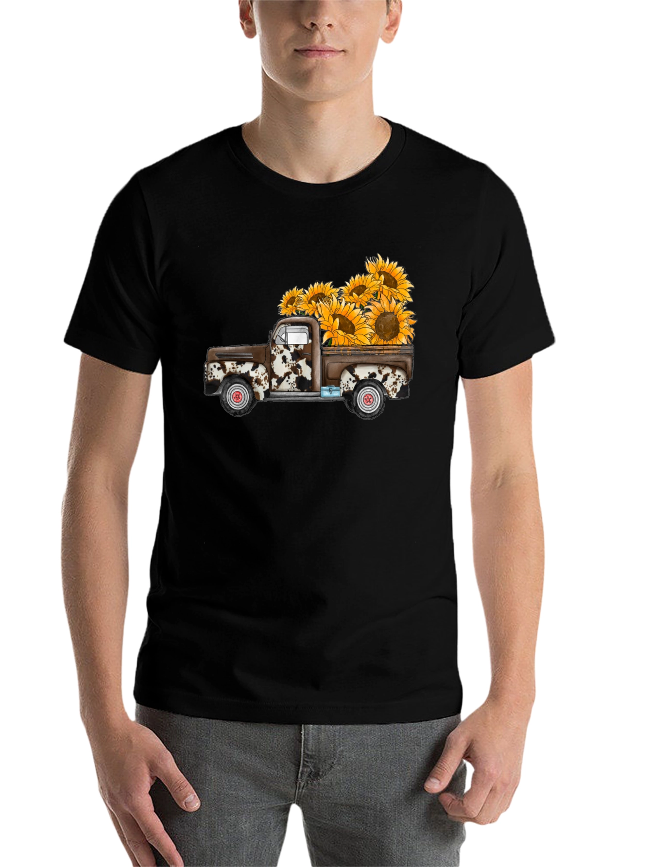 Black Sunflower Truck Graphic Tee - Casual Comfort view 7
