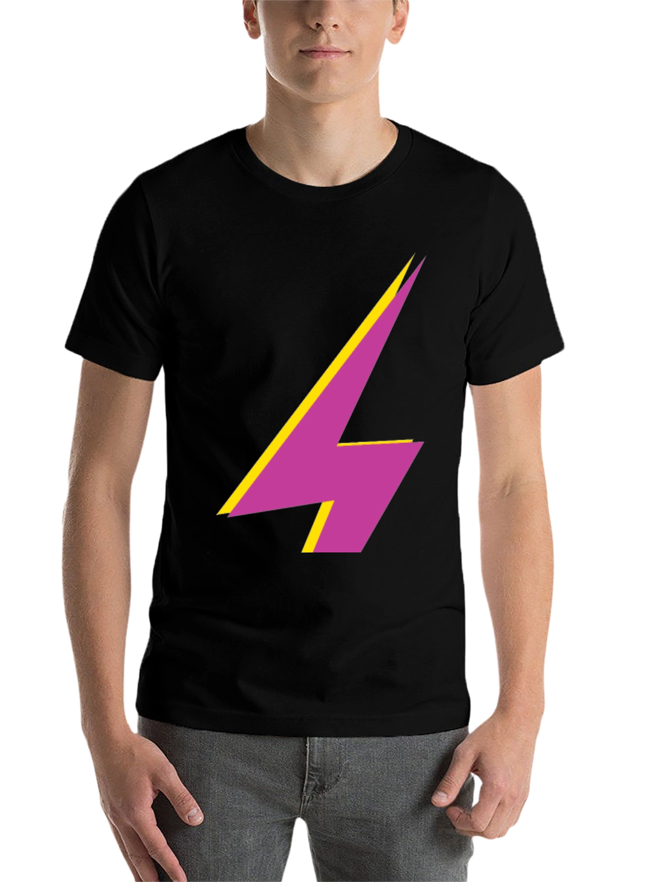Black Bold Lightning Bolt Graphic Tee - Modern Style view 7