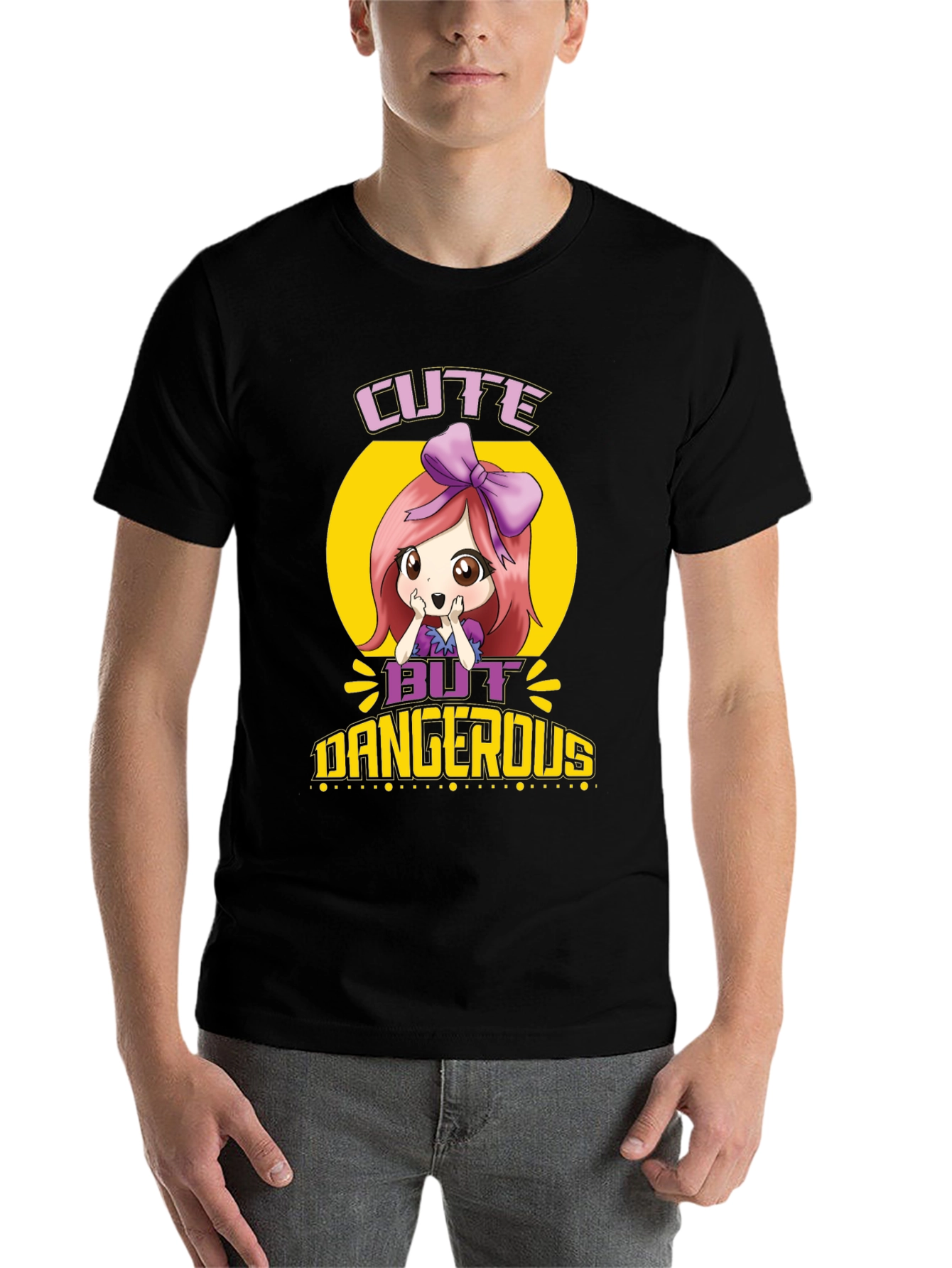 Black Cute But Dangerous Anime T-Shirt view 7