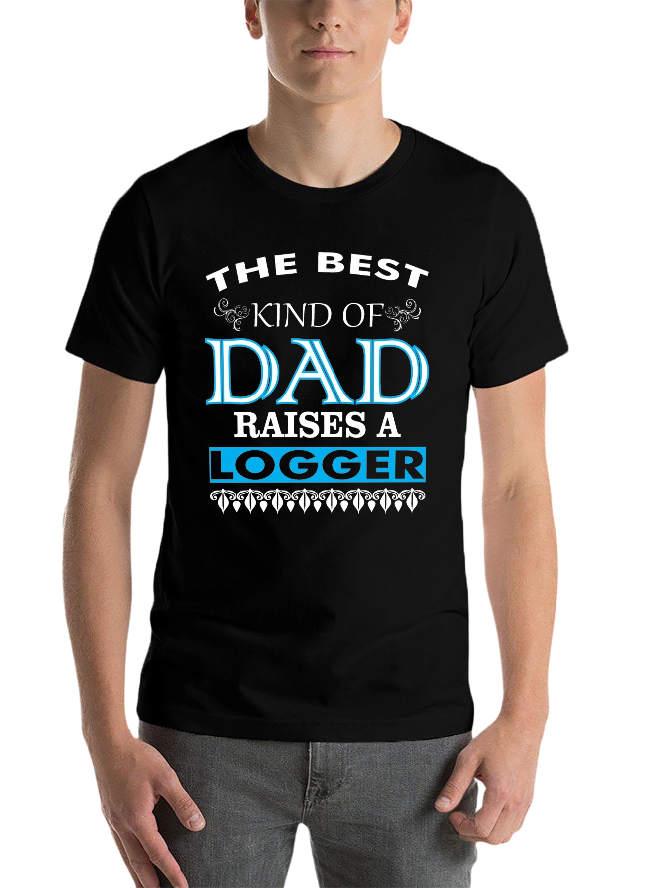 Black Best Dad Raises a Logger Black T-Shirt view 7