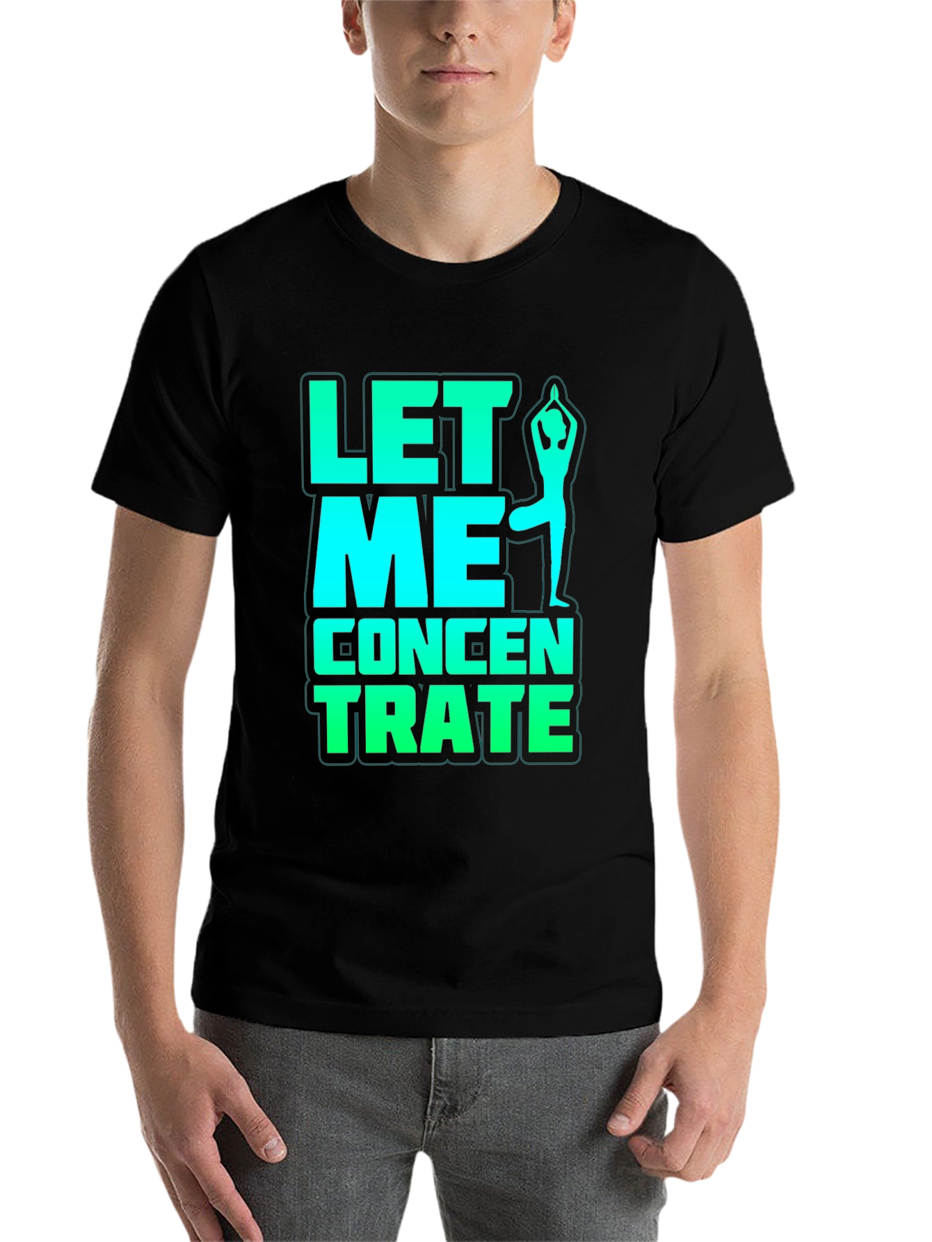 Black Let Me Concentrate Yoga Pose Graphic Tee view 7