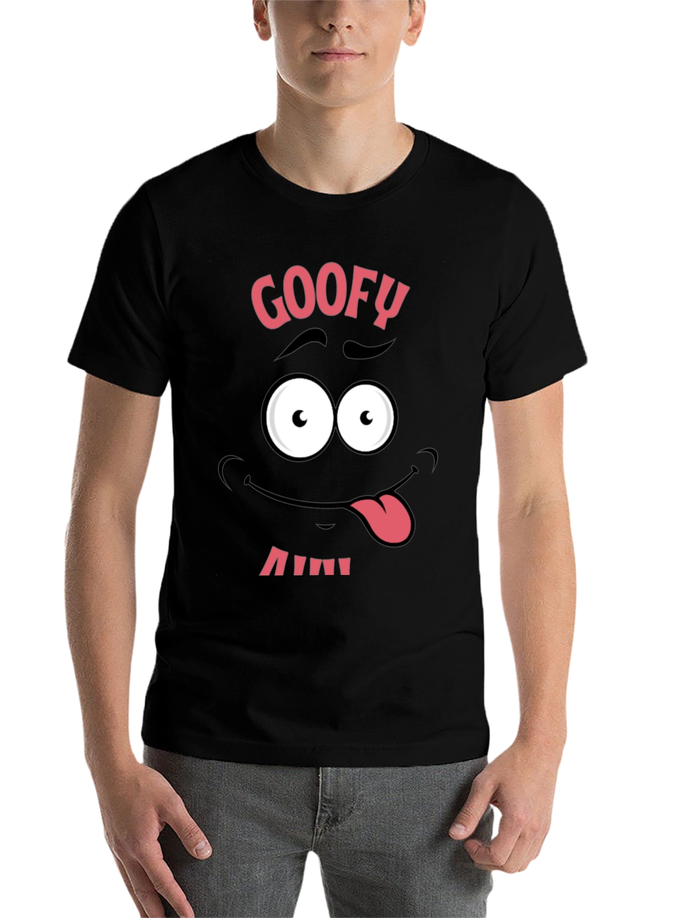 Black Funny Goofy Face Graphic Tee - Black view 7