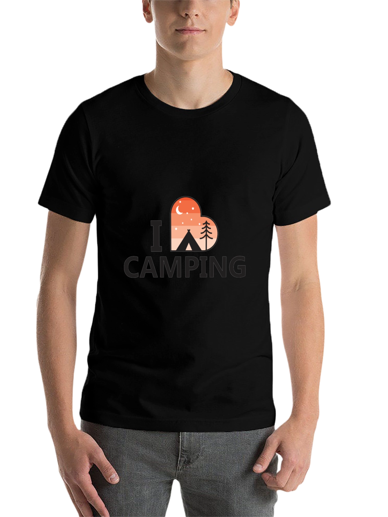 Black Camping Lover T-Shirt - Heart Design view 7