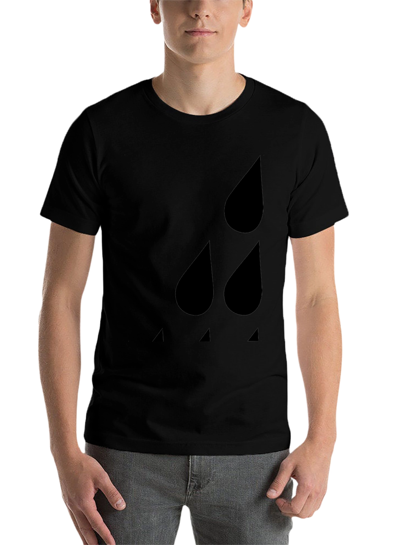 Black Modern Minimalist Raindrop T-Shirt view 7