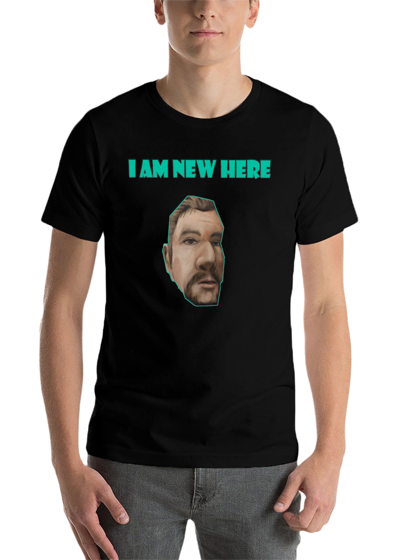 Black I Am New Here T-Shirt view 7