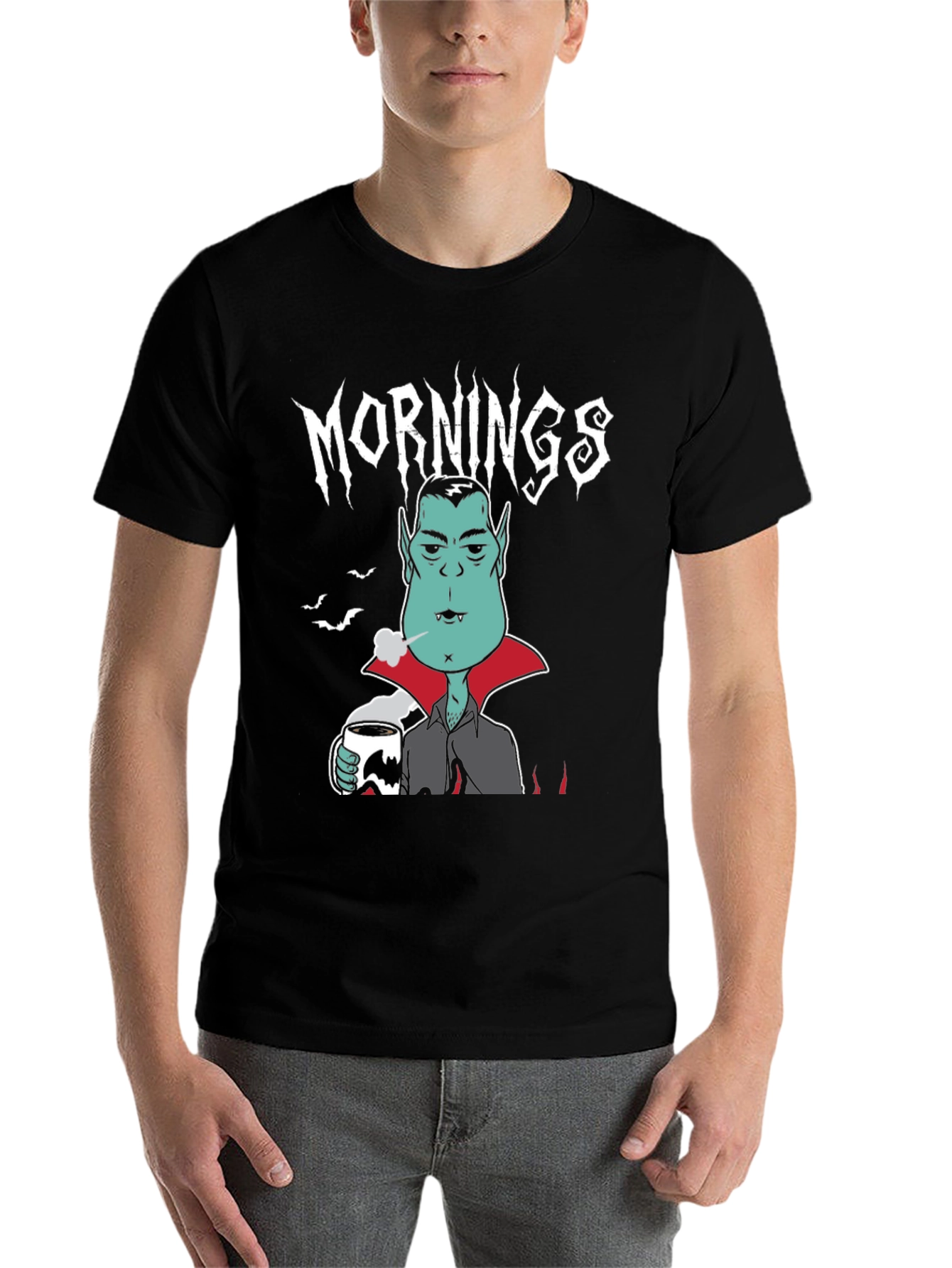Black Mornings Vampire Graphic Tee - Black Cotton view 7
