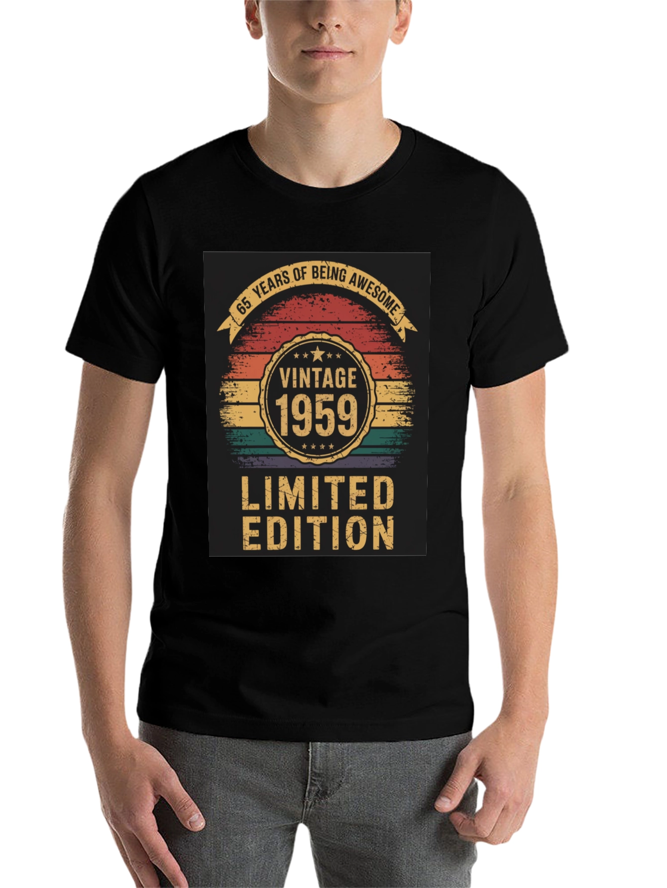 Black Vintage 1959 Limited Edition 65th Birthday T-Shirt view 7