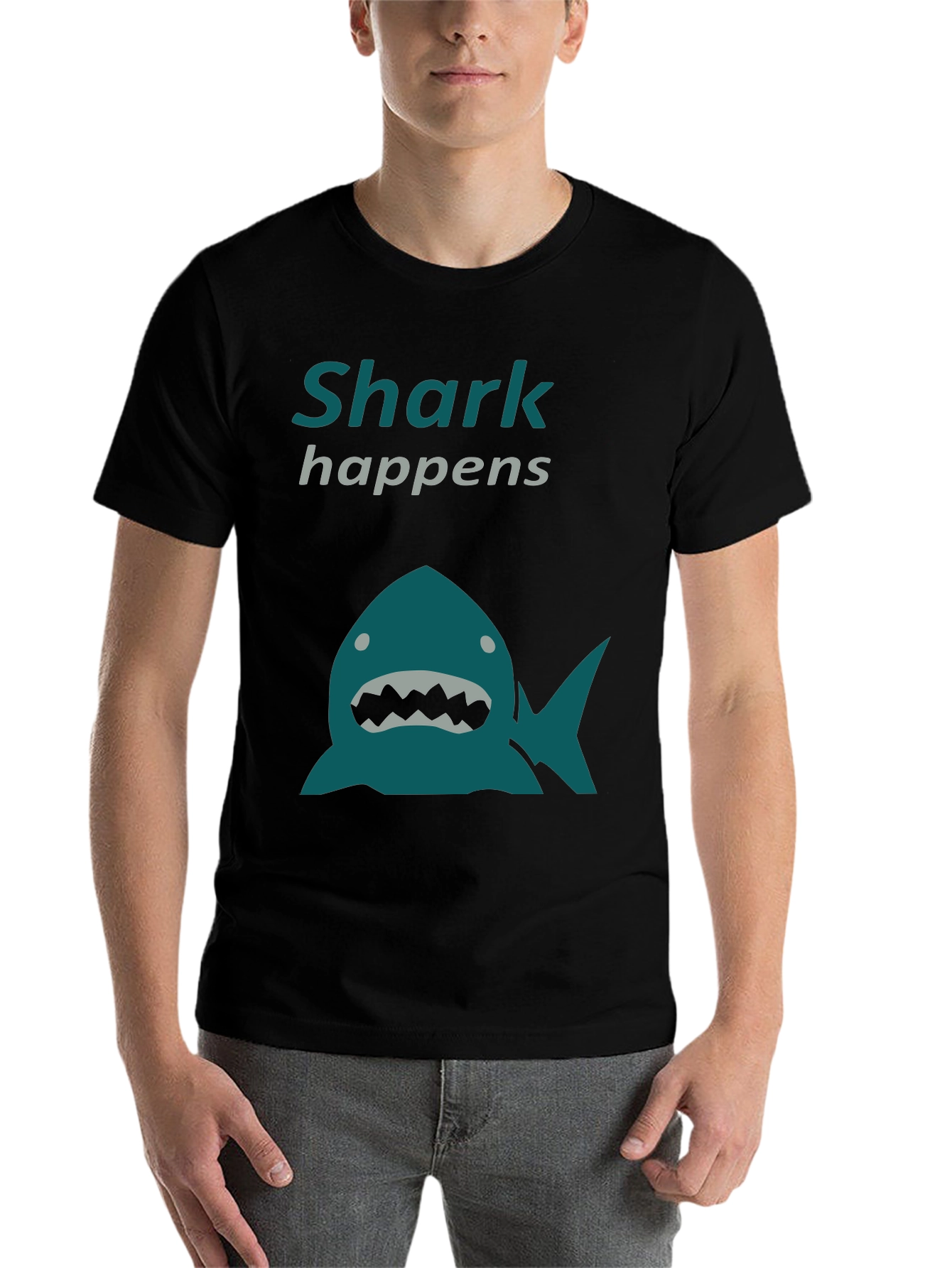 Black Shark Happens Graphic T-Shirt - Novelty Tee view 7