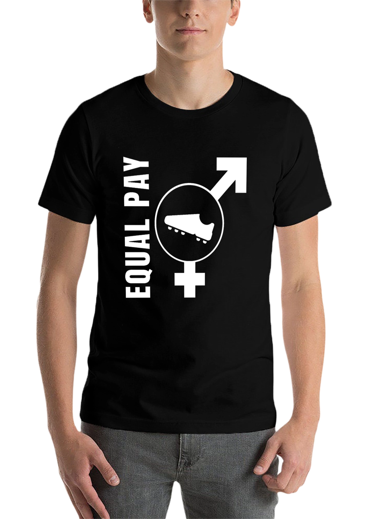 Black Equal Pay Soccer T-Shirt - Unisex Advocacy Tee view 7