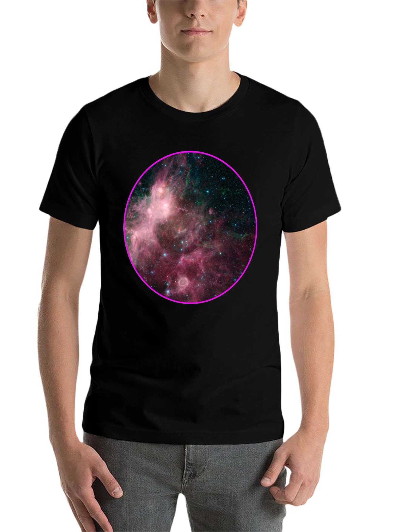 Black Nebula Galaxy Print Black T-Shirt view 7