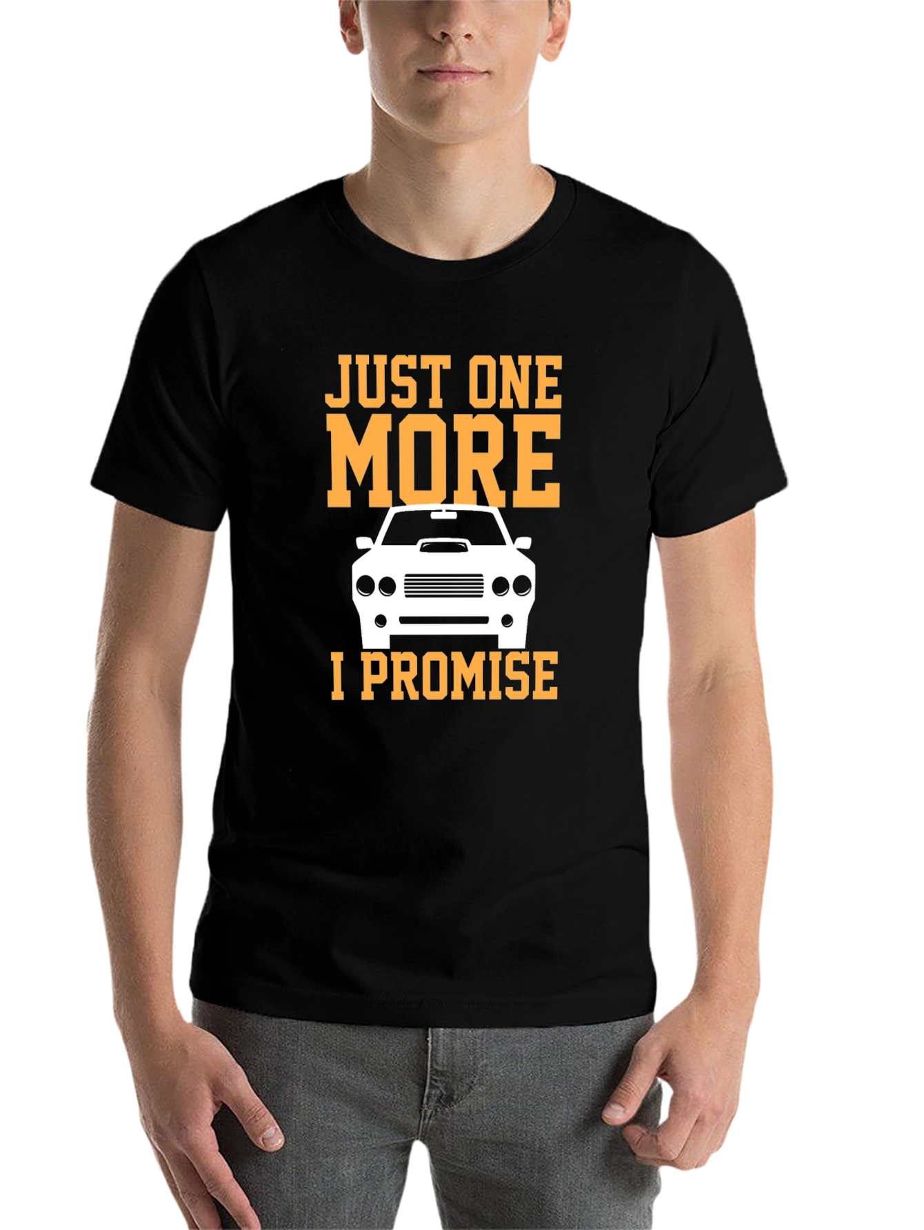 Black Just One More Car T-Shirt - Black Cotton Tee view 7