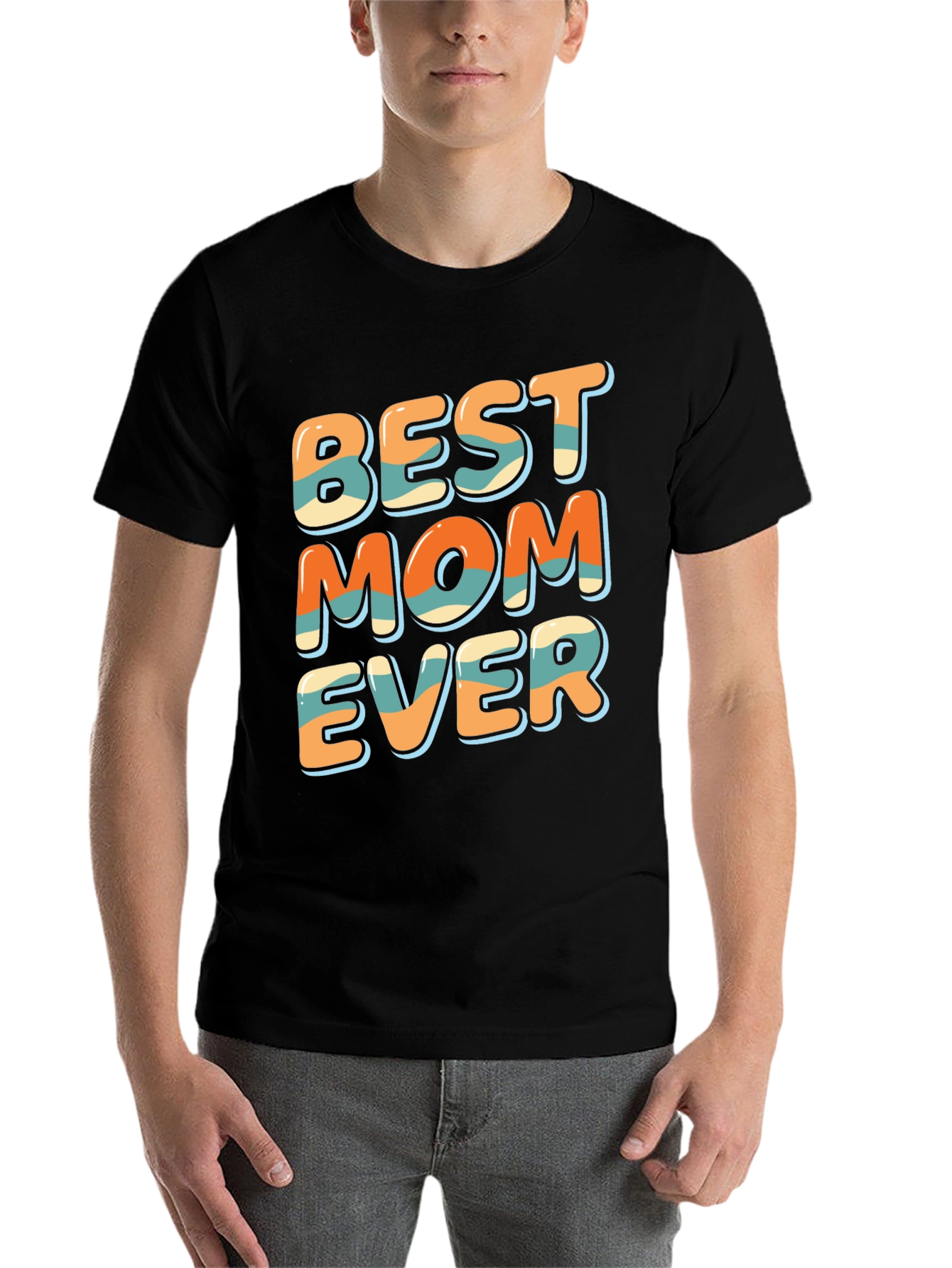 Black Best Mom Ever Graphic T-Shirt - Unisex view 7