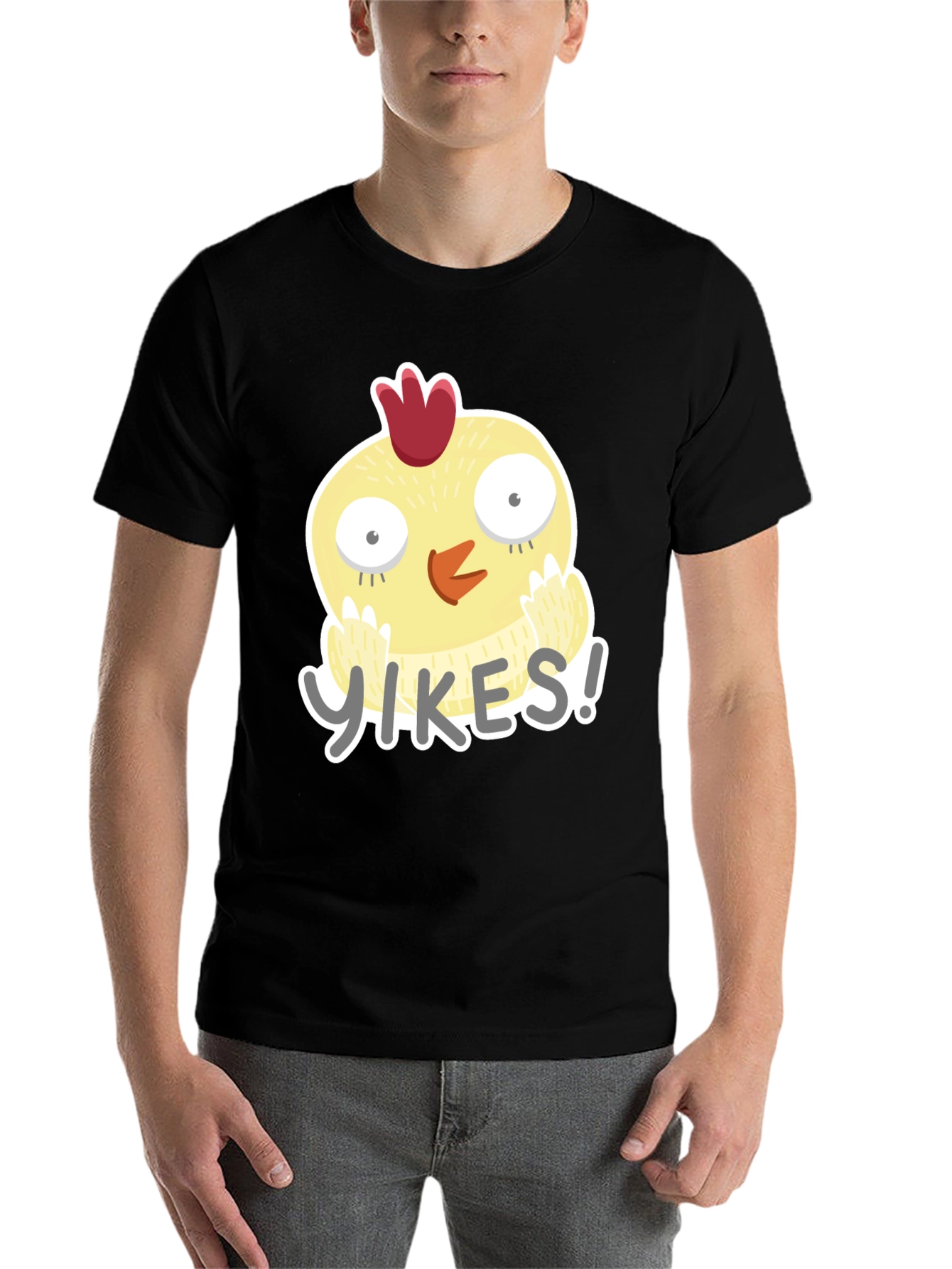 Black Yikes Chicken Graphic Tee - Black Cotton T-Shirt view 7