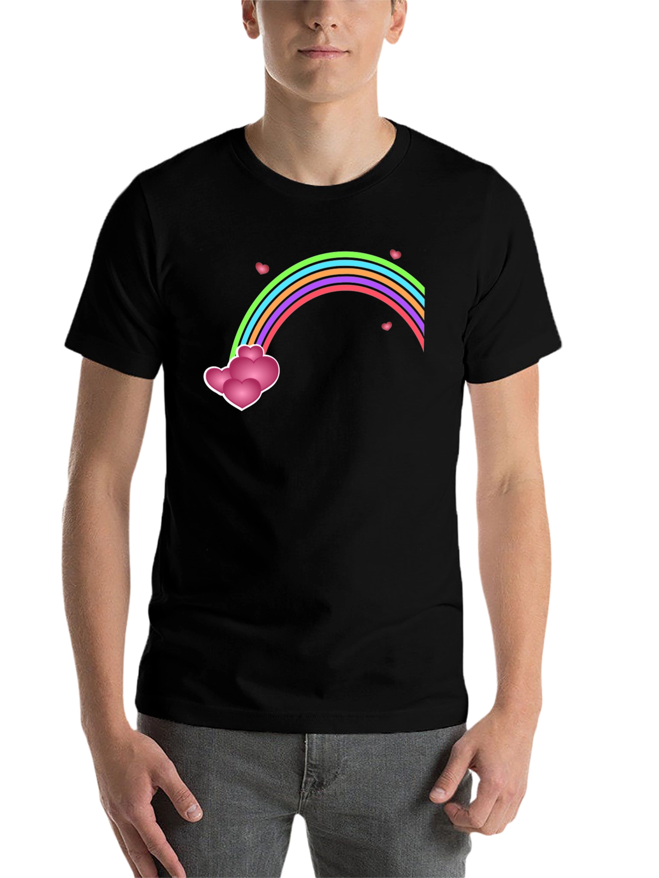 Black Rainbow Heart Cloud Black T-Shirt view 7