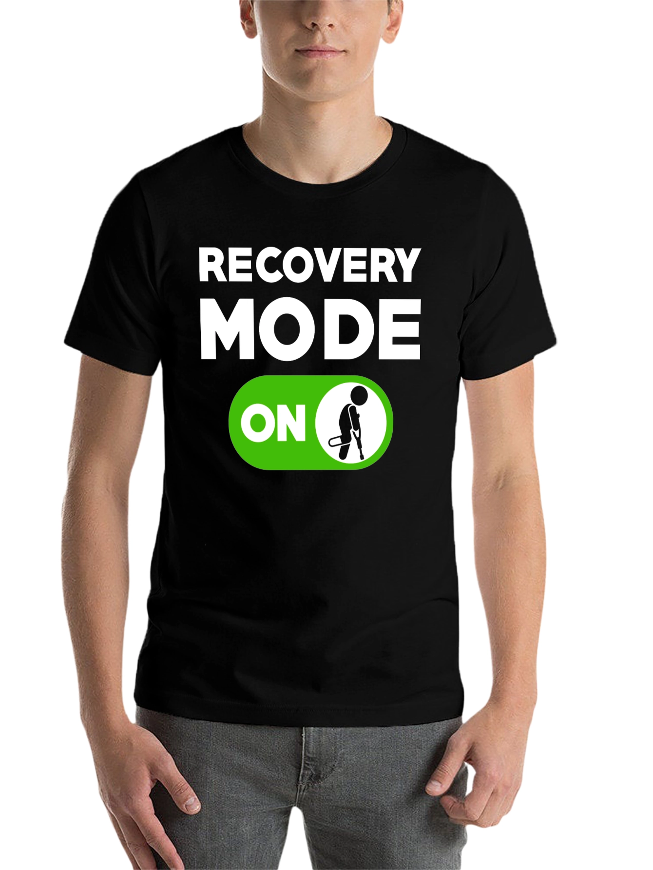 Black Recovery Mode ON T-Shirt - Funny Get Well Soon Gift view 7