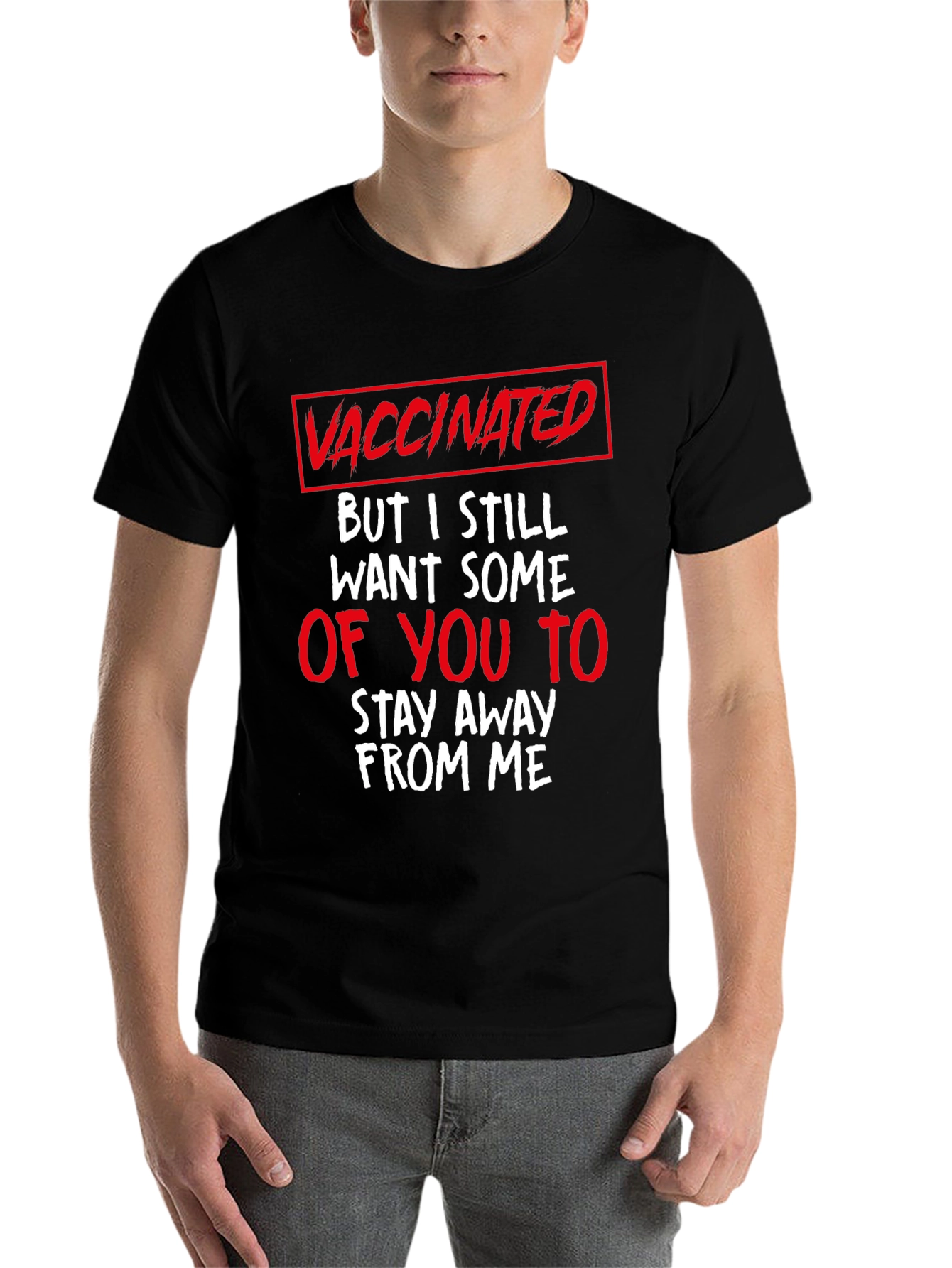 Black Vaccinated Funny Graphic T-Shirt view 7