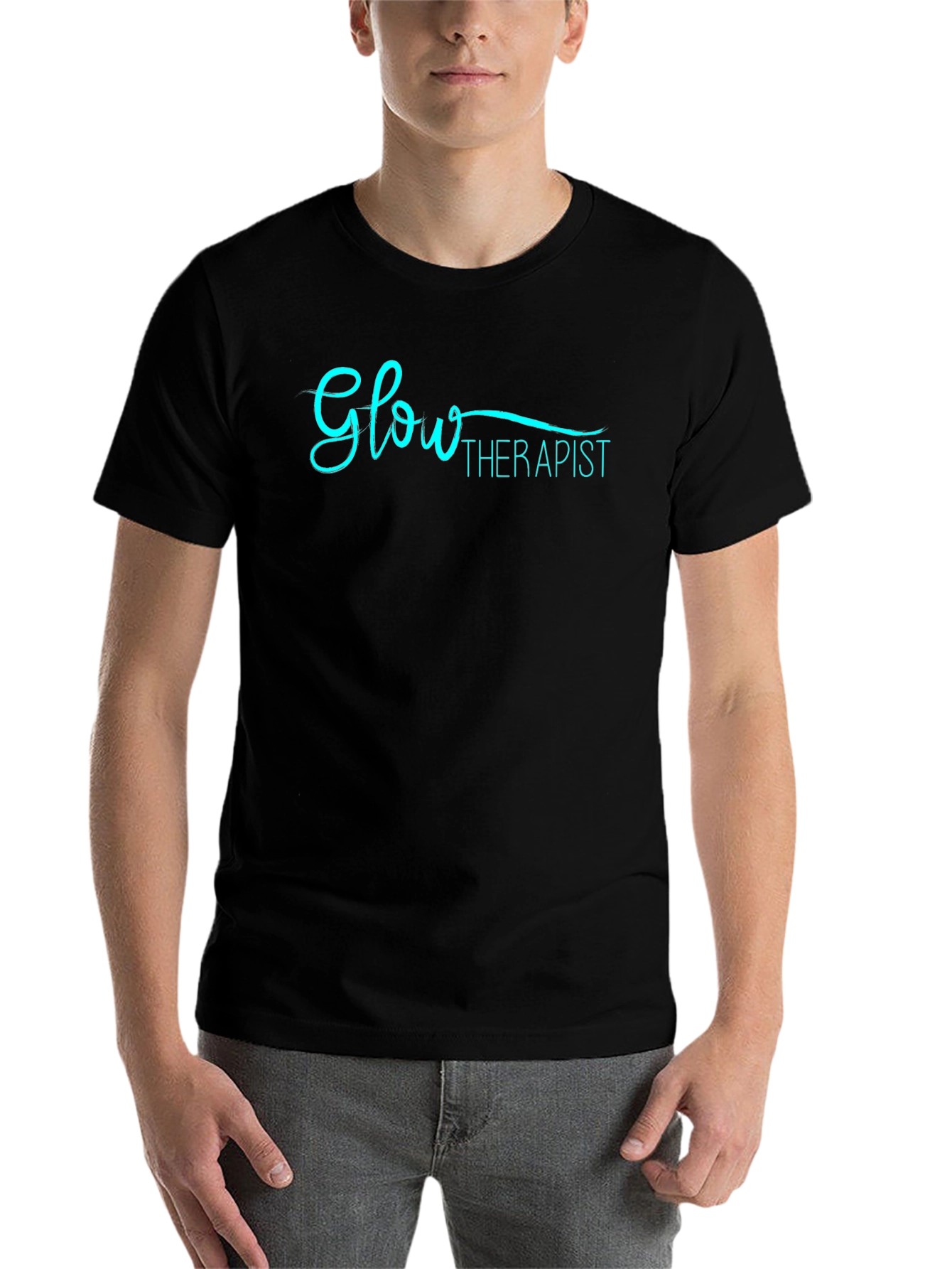 Black Glow Therapist Black T-Shirt view 7