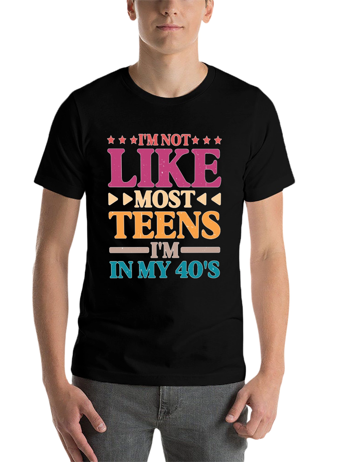 Black I'm Not Like Most Teens T-Shirt - 40's Humor Tee view 7