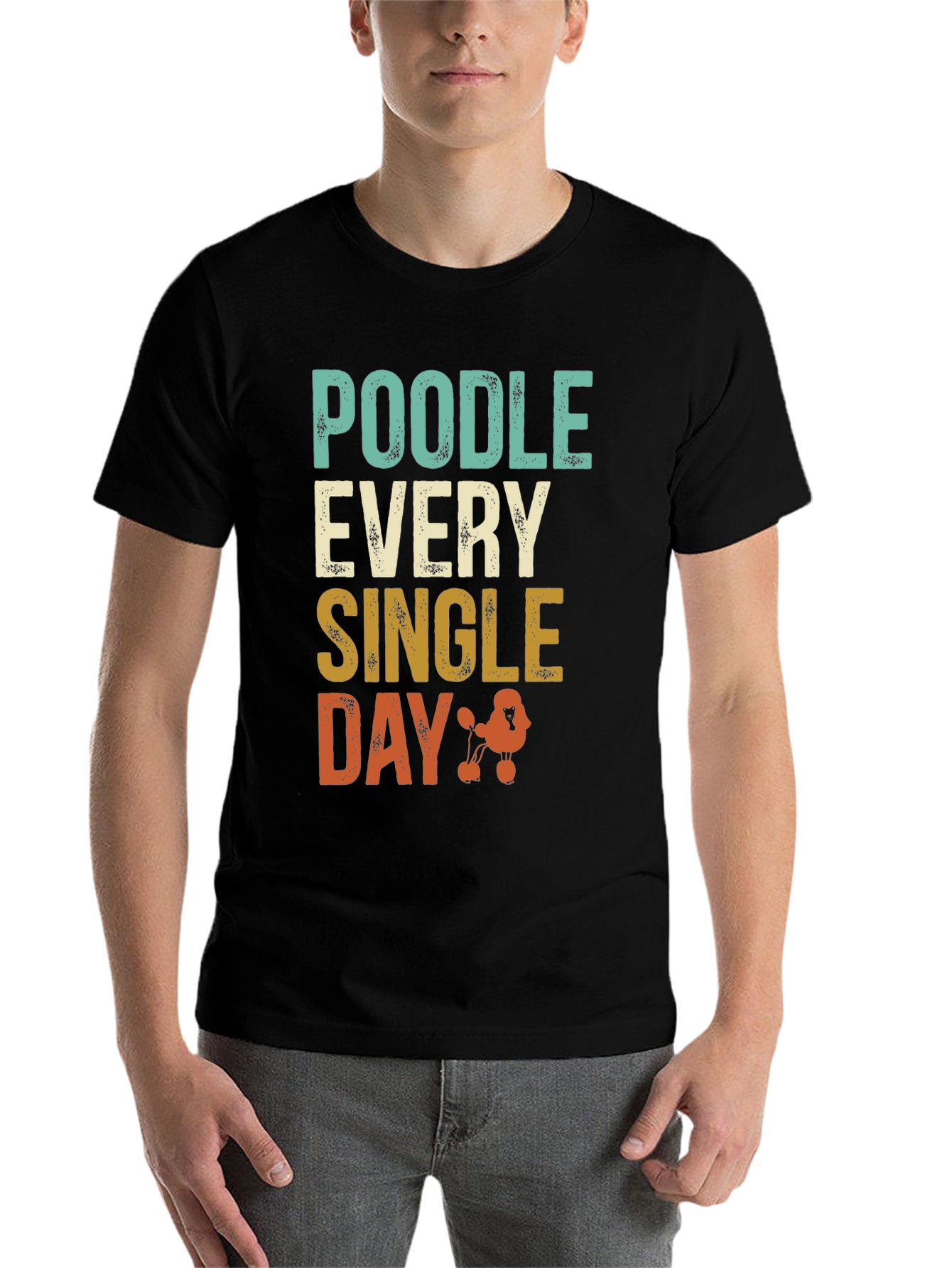 Black Poodle Every Single Day Black T-Shirt view 7