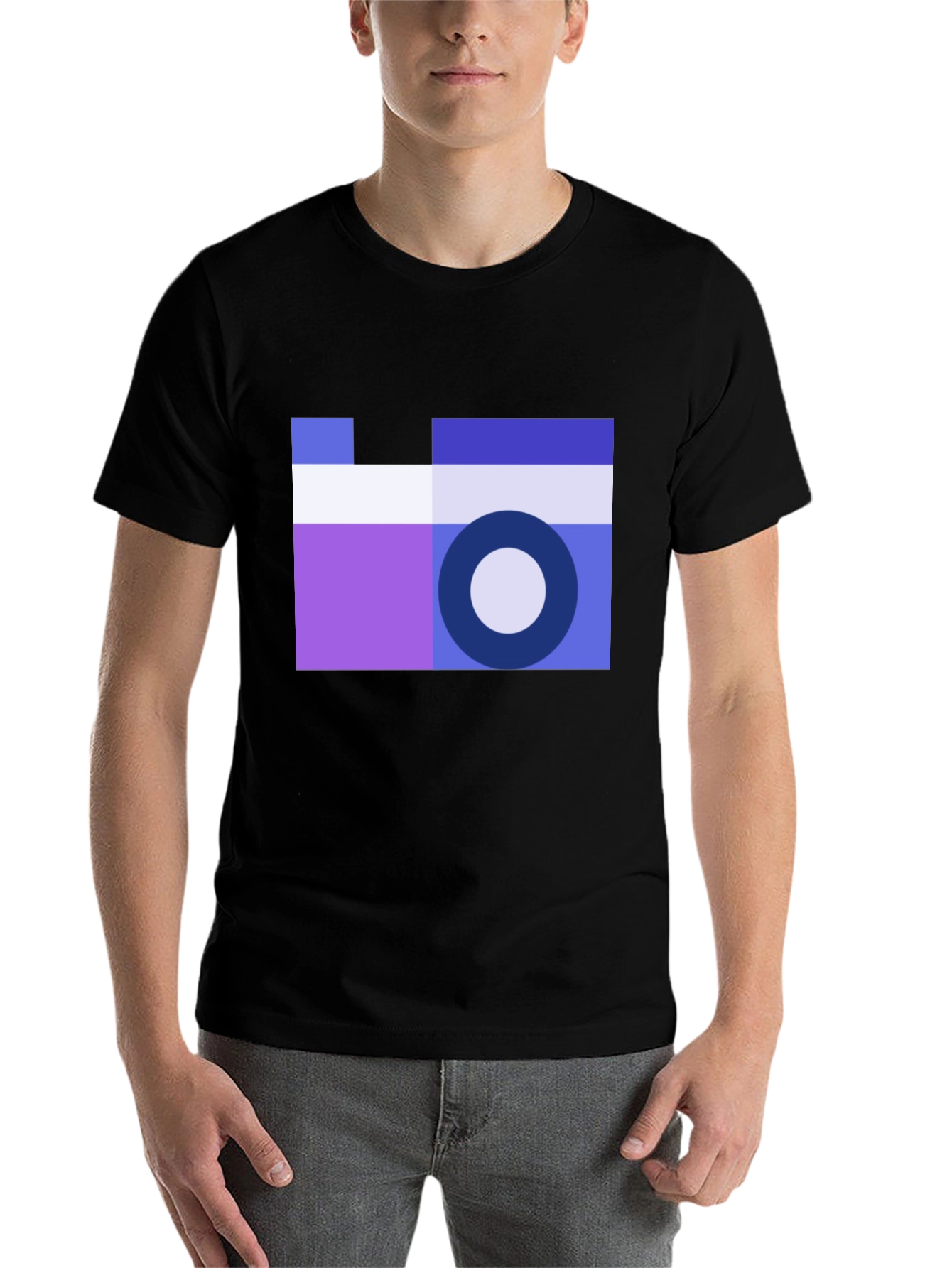 Black Geometric Camera Graphic Tee - Cool Minimalist Design view 7