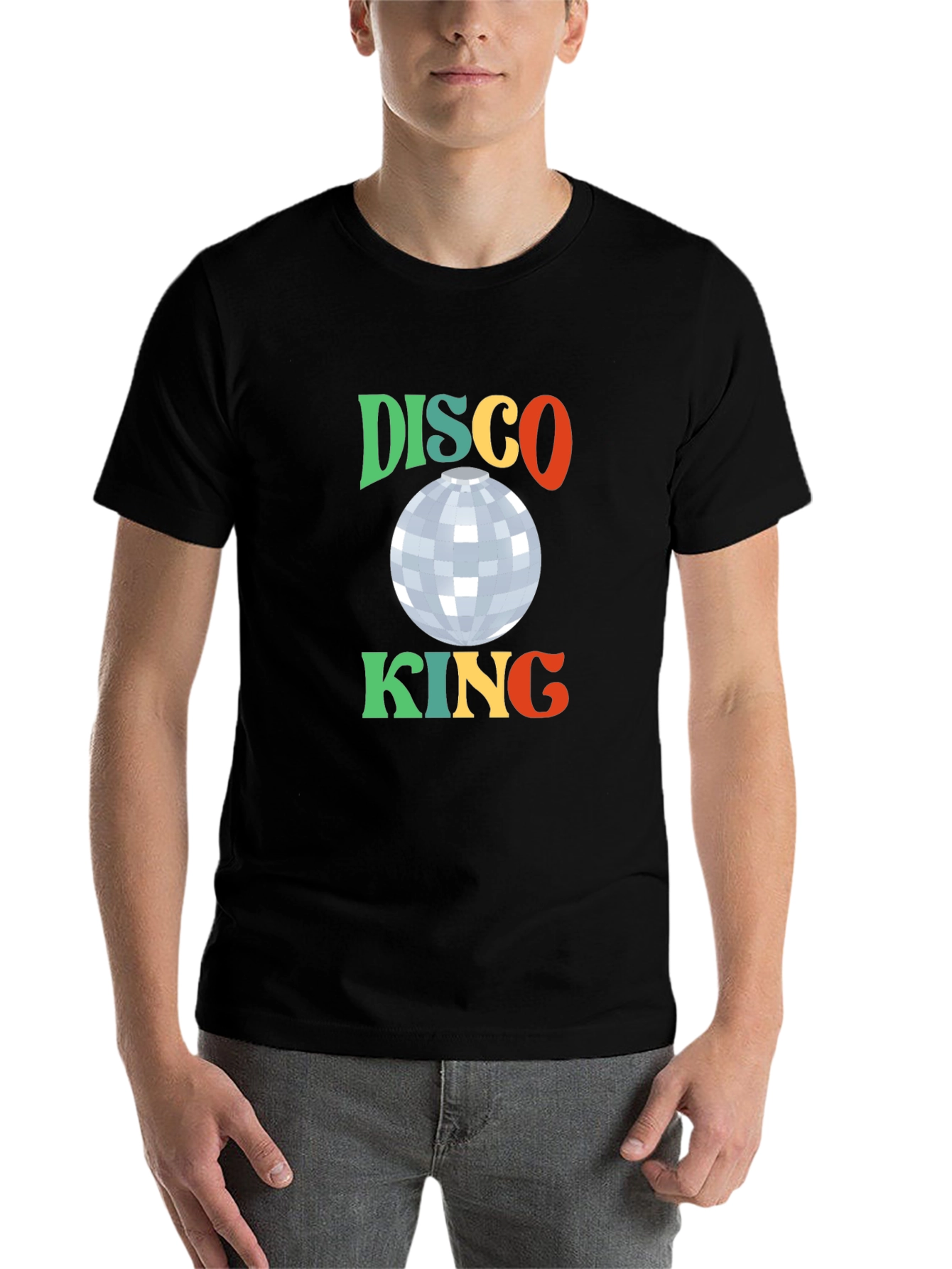 Black Retro Disco King Graphic T-Shirt view 7