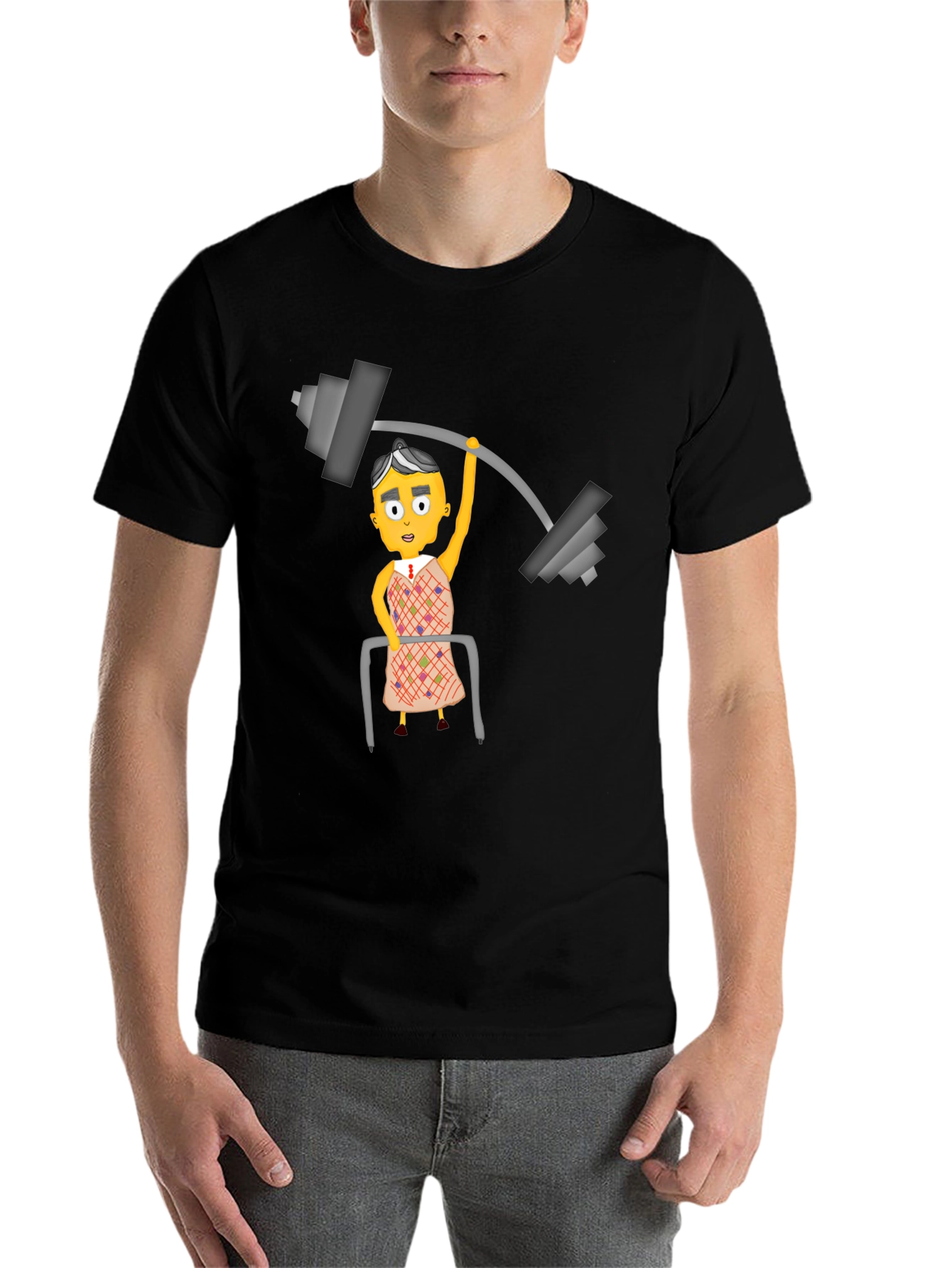 Black Funny Lifting Grandma Black T-Shirt view 7