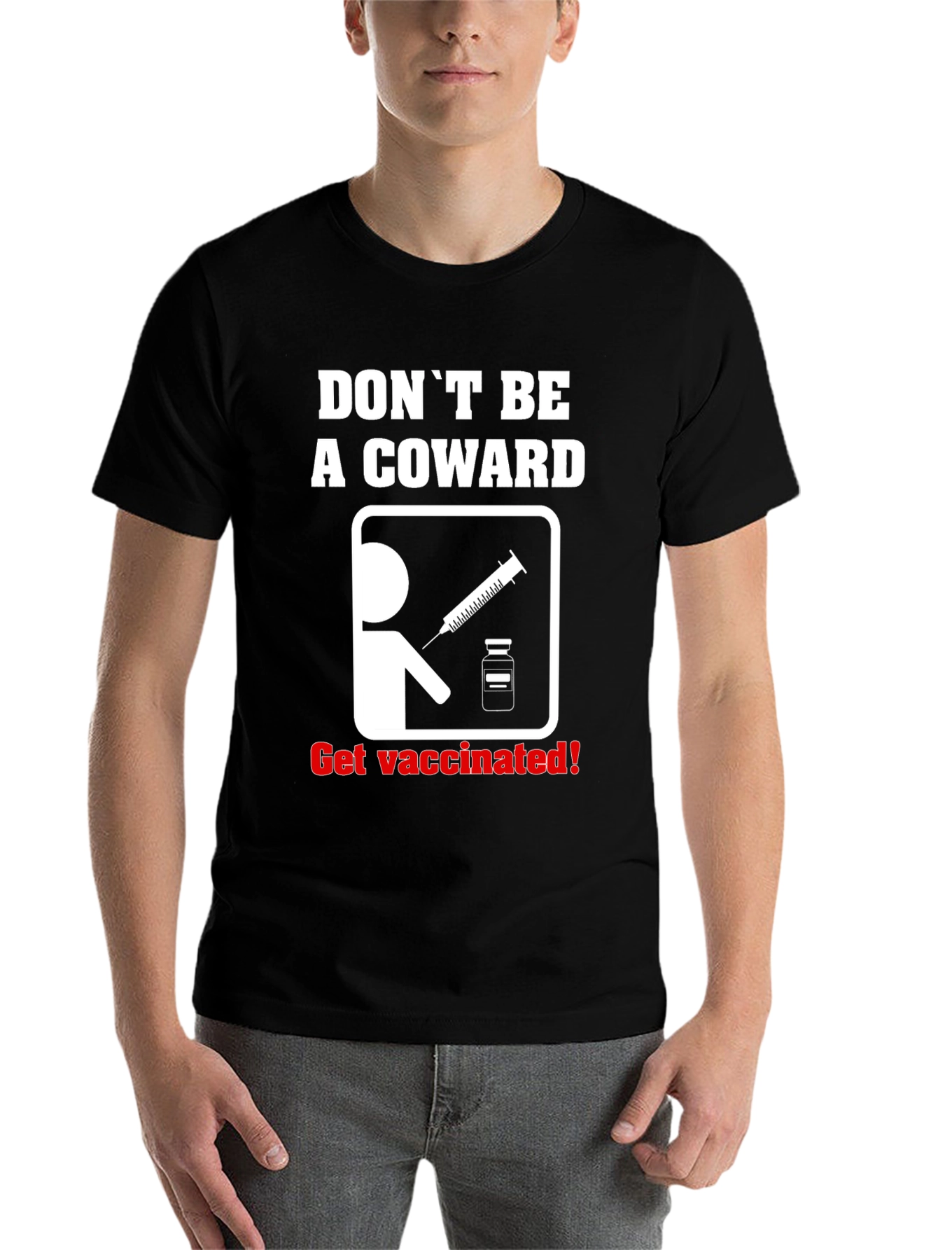 Black Don't Be A Coward Get Vaccinated T-Shirt view 7