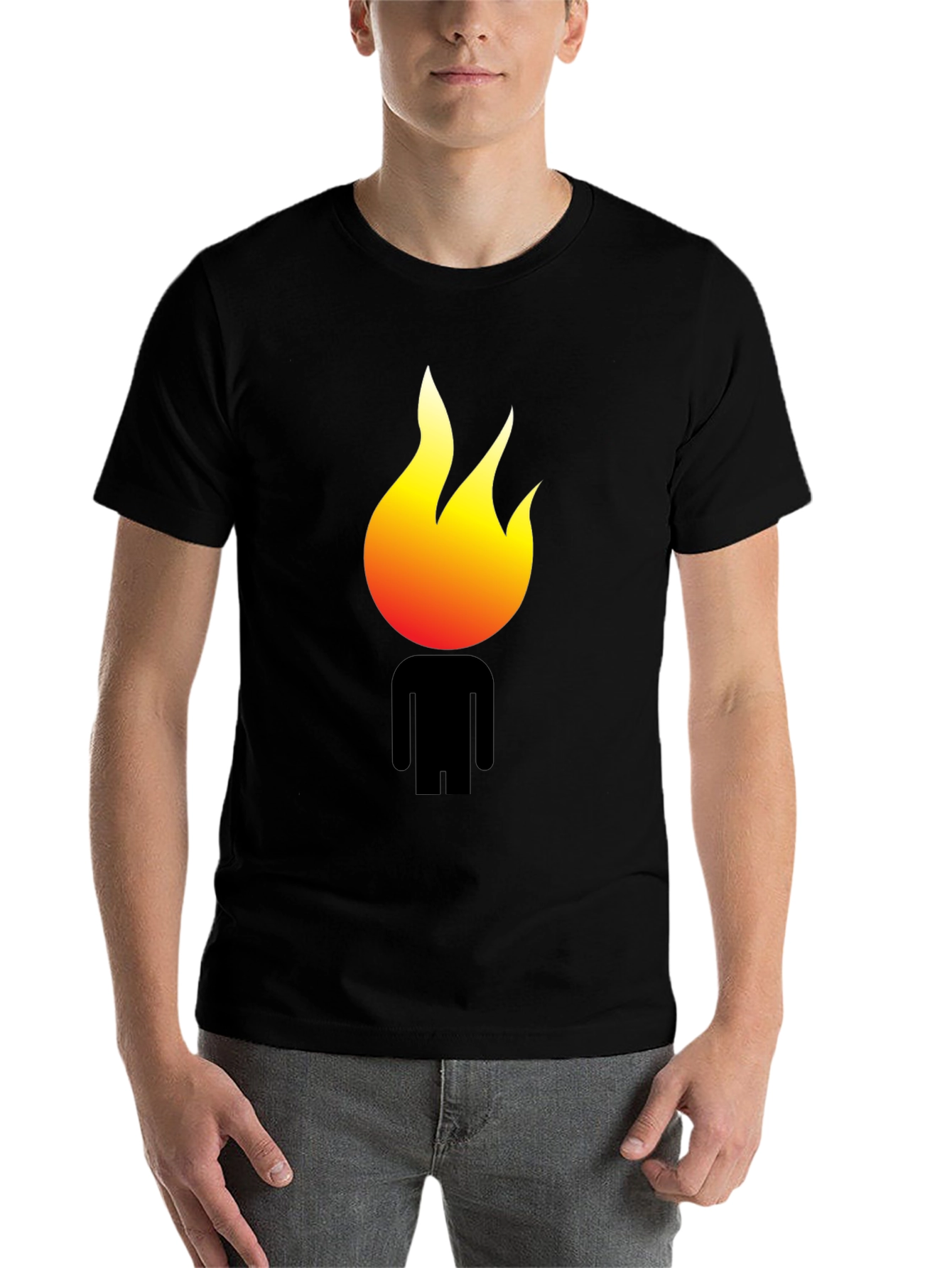 Black Flame Head Graphic Black T-Shirt view 7