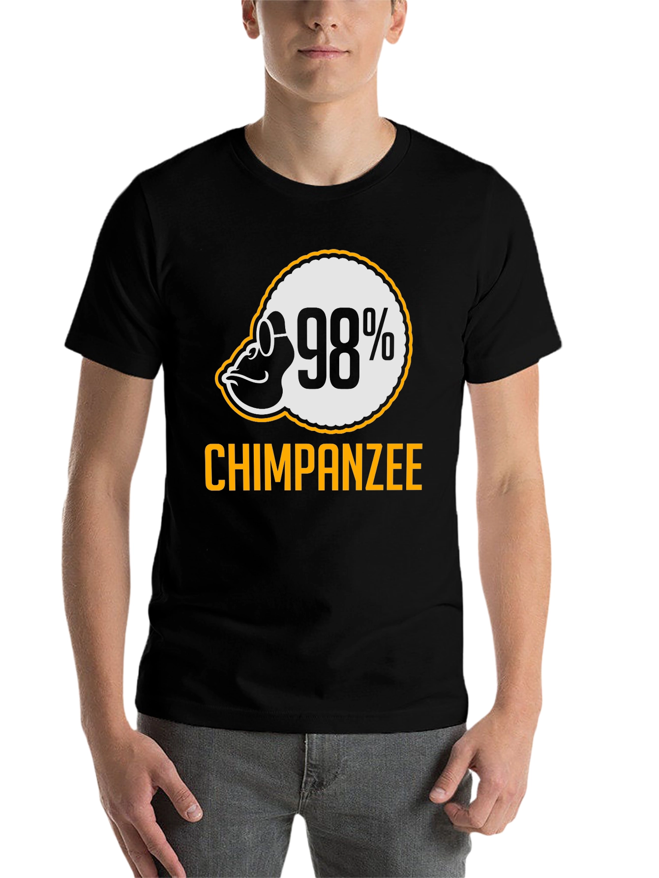 Black 98% Chimpanzee T-Shirt - Funny Ape Graphic Tee view 7