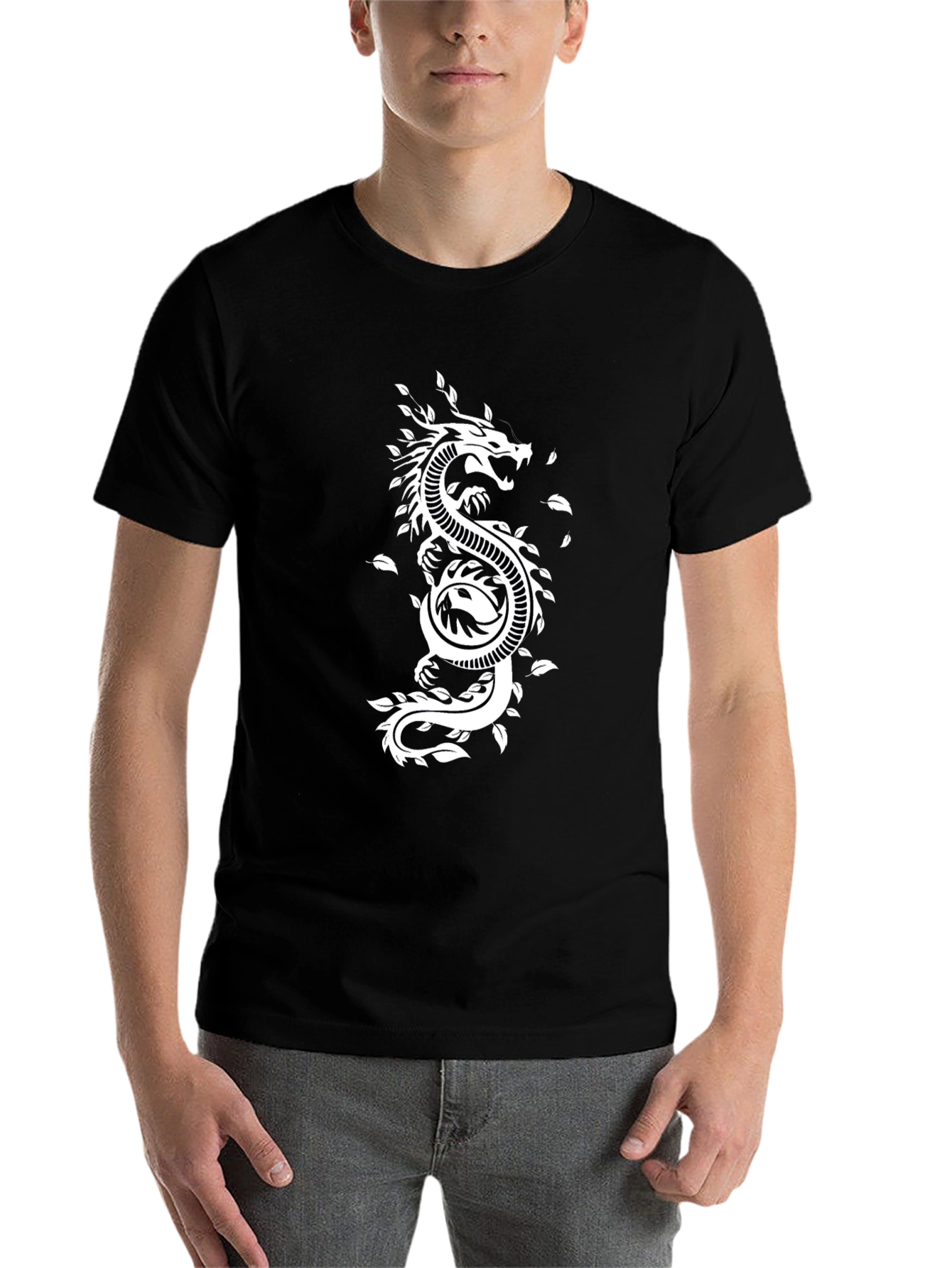 Black Dragon Yin Yang Graphic Tee - Black Cotton Blend view 7