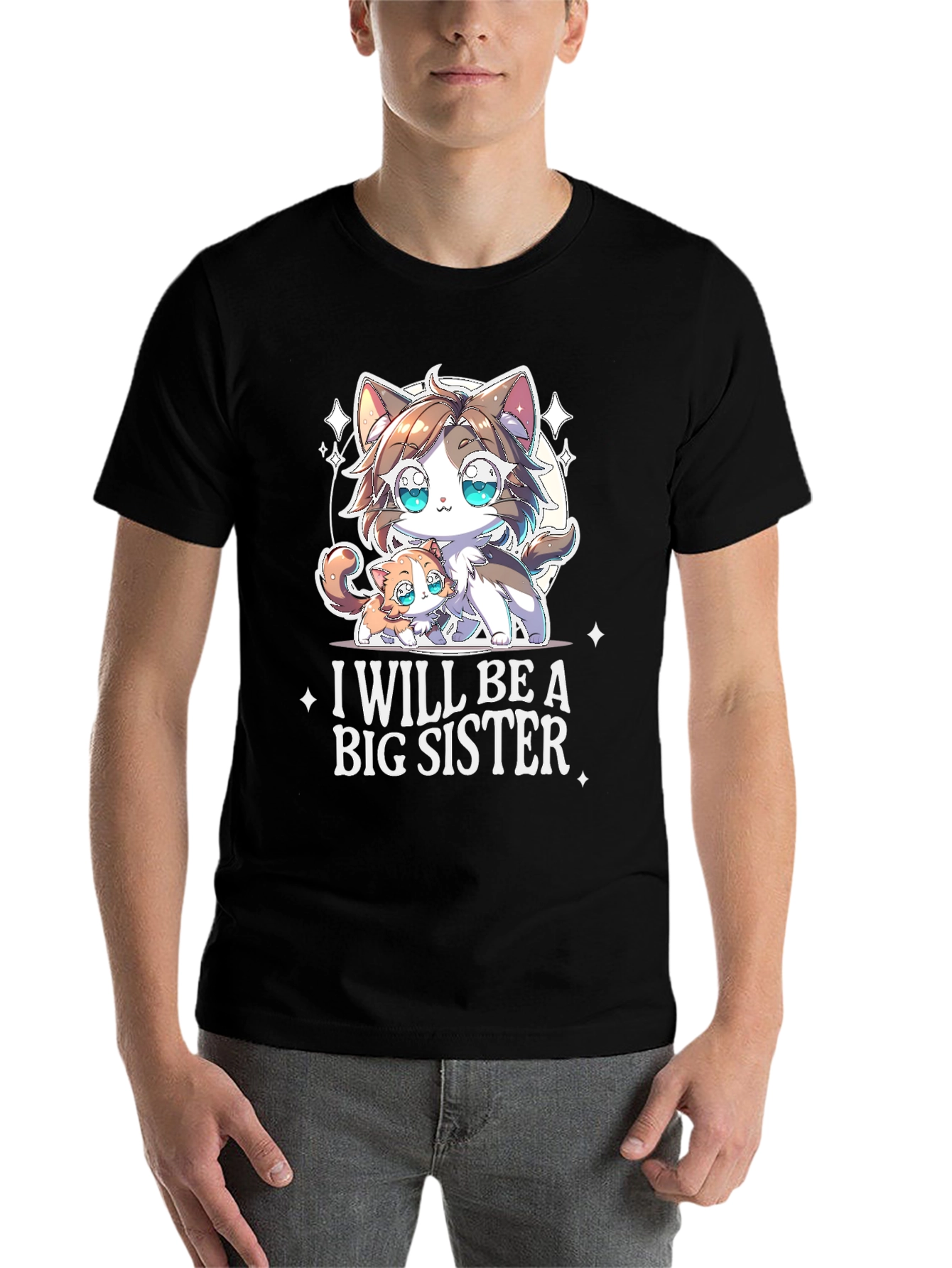 Black I Will Be A Big Sister T-Shirt view 7