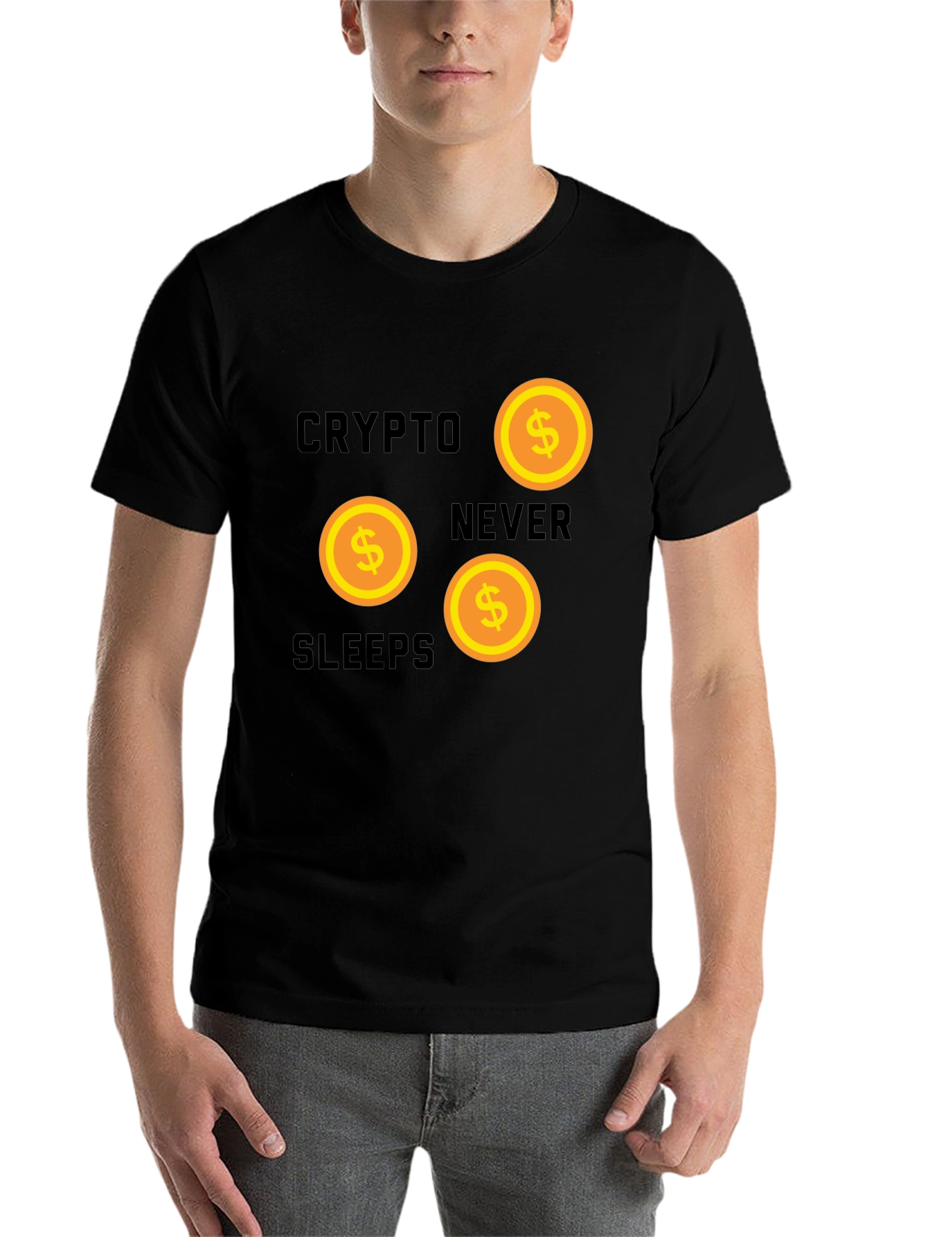 Black Crypto Never Sleeps Graphic Tee view 7