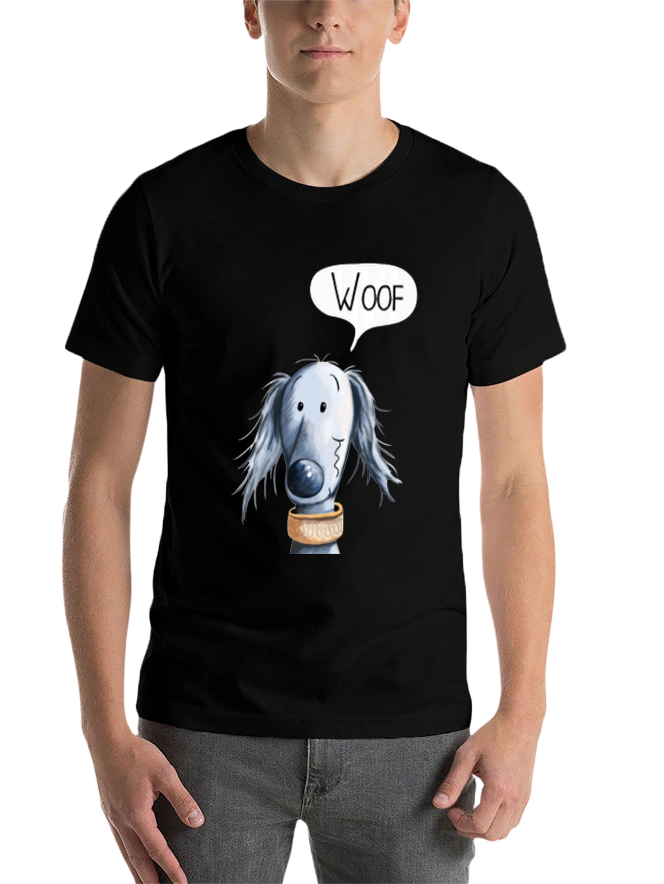 Black Woof Dog Graphic Black T-Shirt view 7