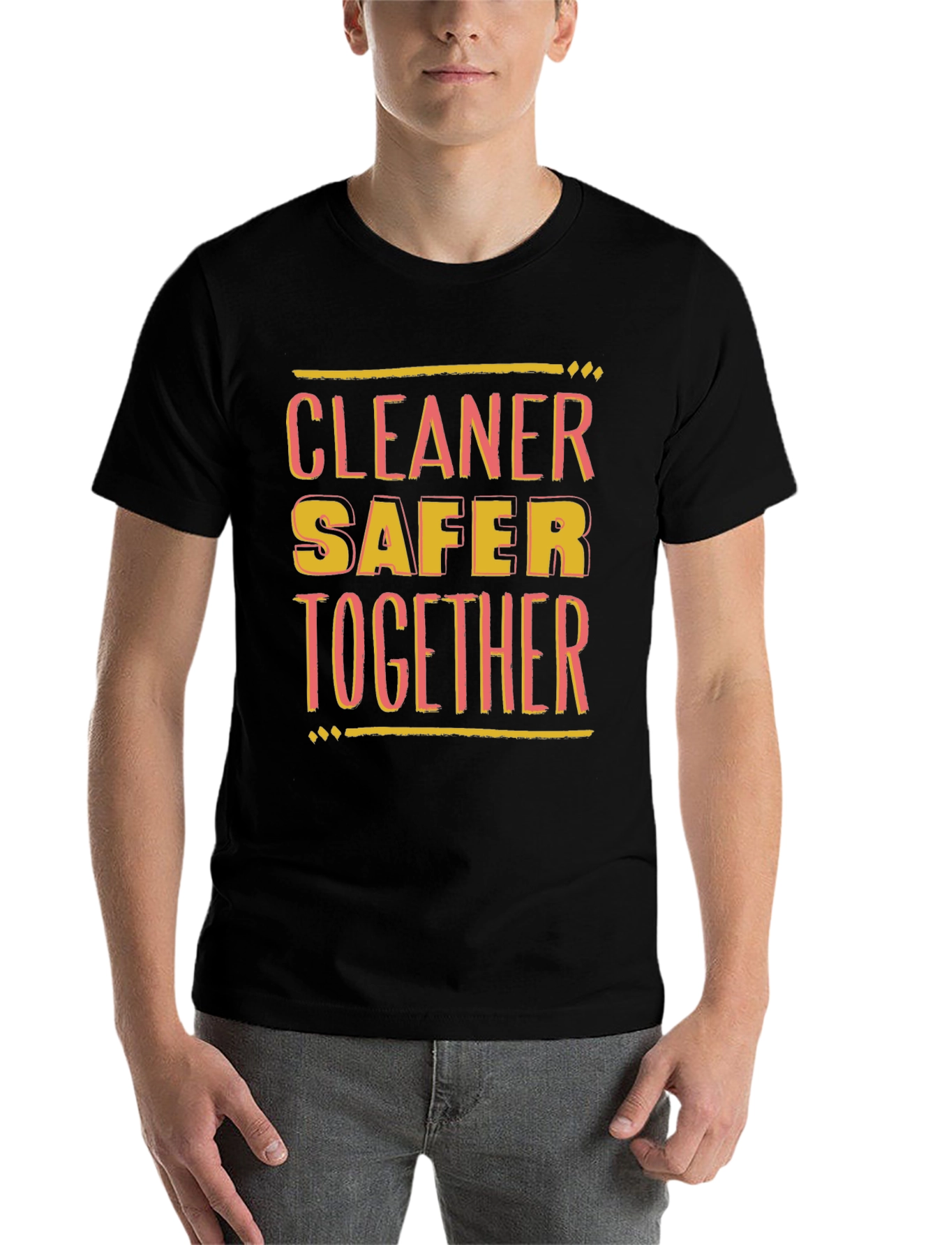 Black Cleaner Safer Together Black Graphic Tee view 7