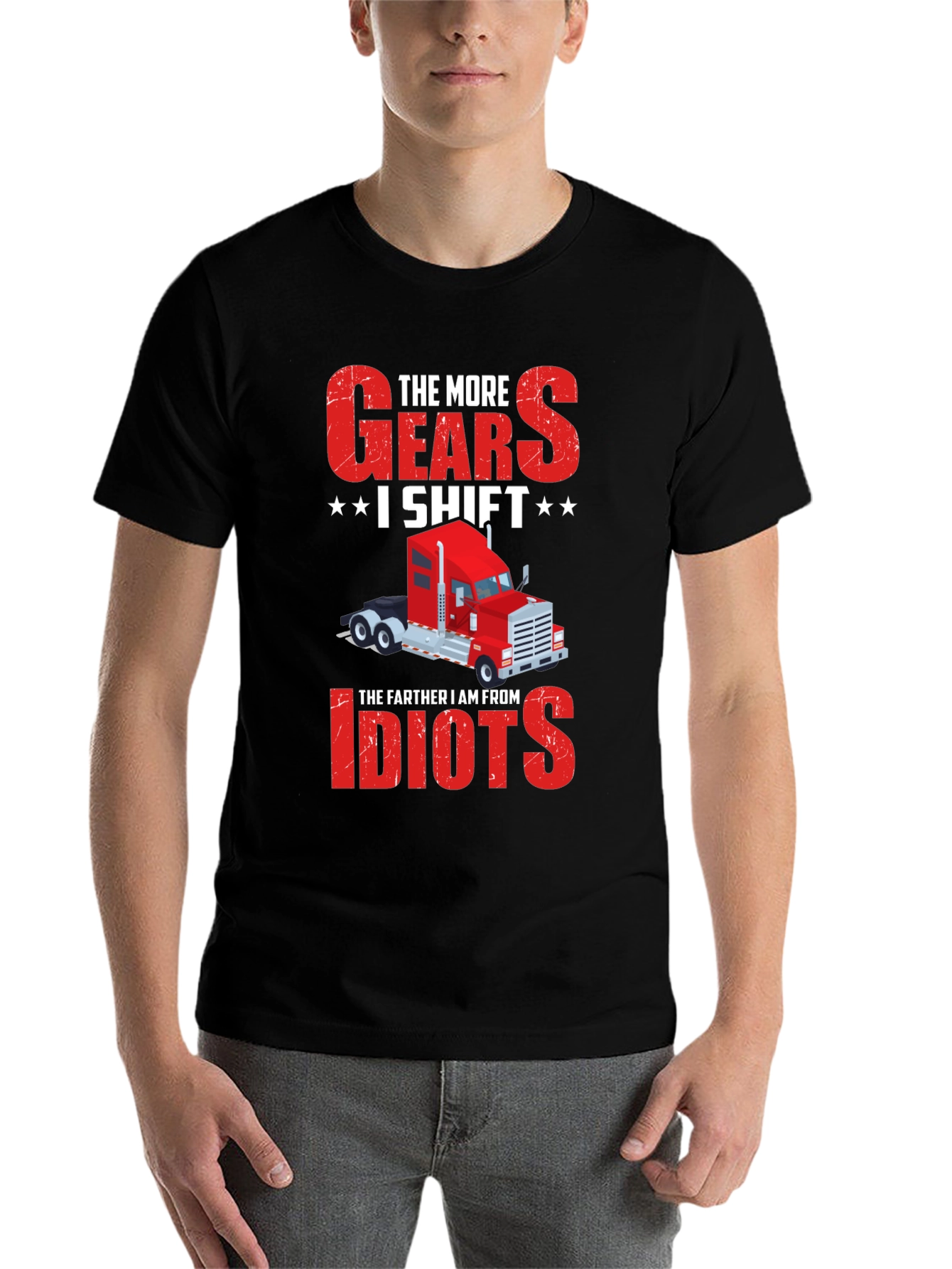 Black Trucker's Gears T-Shirt - Funny Truck Driver Gift view 7