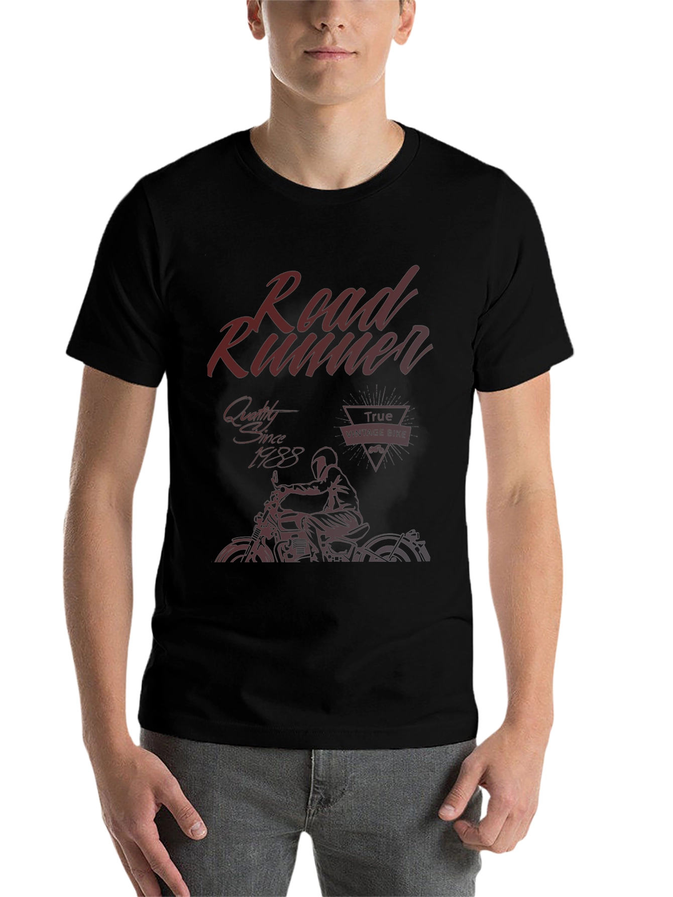 Black Road Runner Vintage Bike T-Shirt - Black view 7