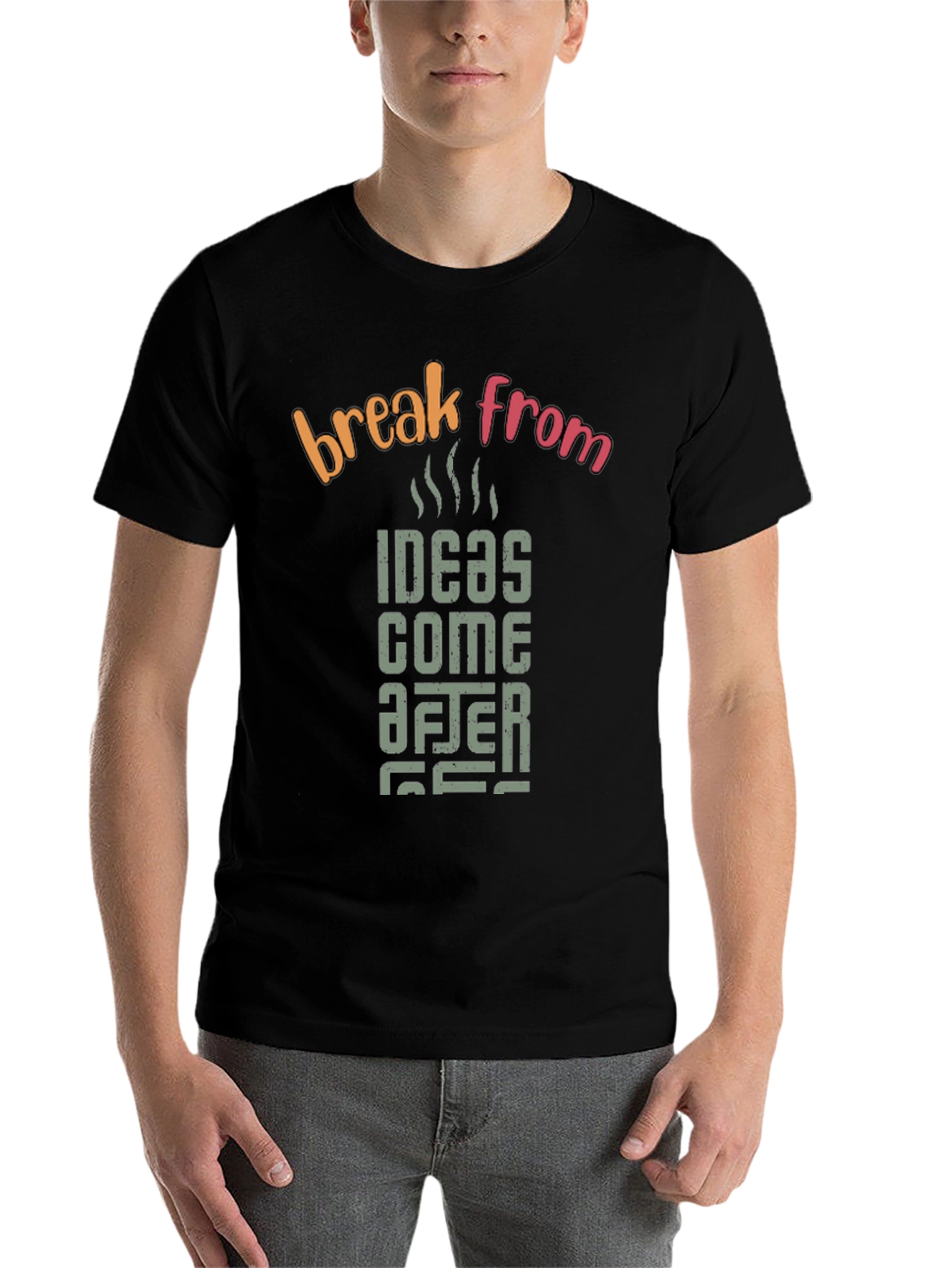 Black Ideas Come After Coffee Break T-Shirt view 7