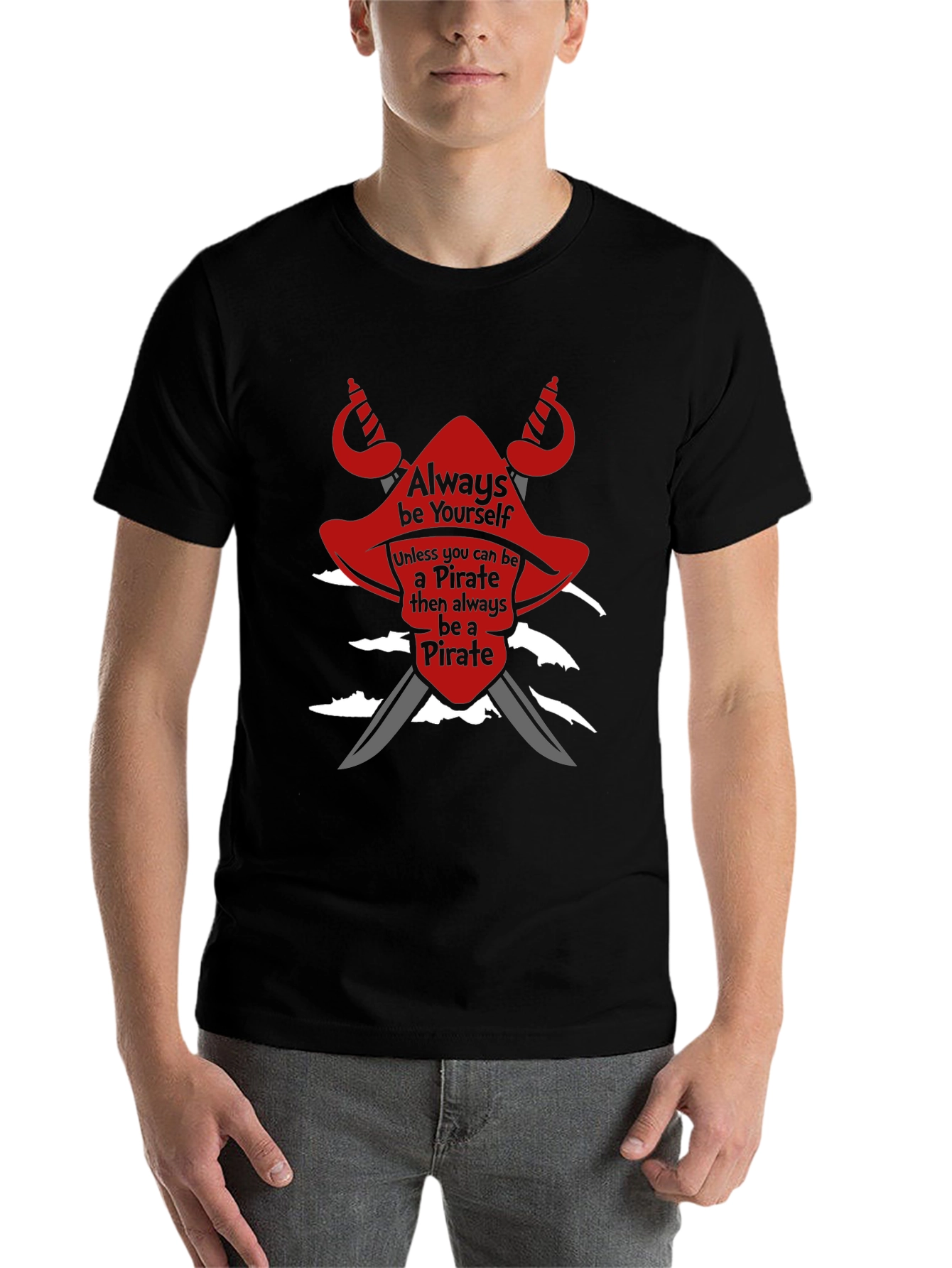 Black Pirate T-Shirt: Always Be Yourself Novelty Tee view 7