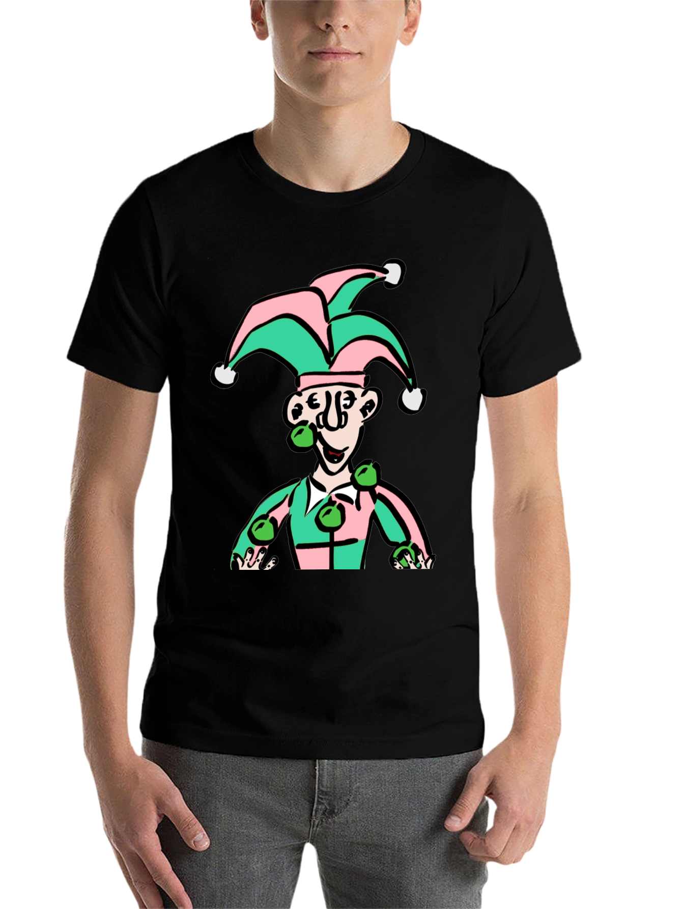 Black Jester Graphic T-Shirt - Playful & Unique Design view 7