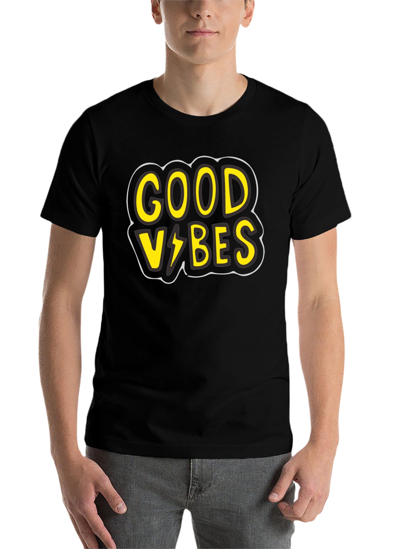 Good Vibes Graphic Tee - Black Cotton T-Shirt - 7