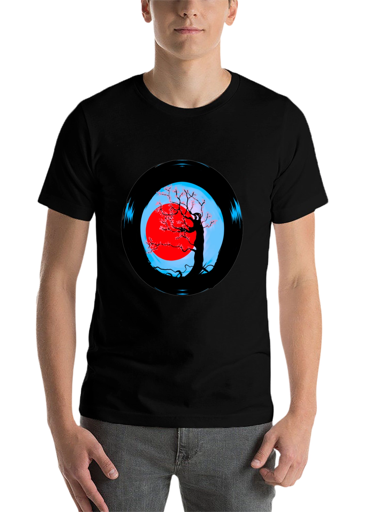 Black Vinyl Record Tree Graphic Tee view 7