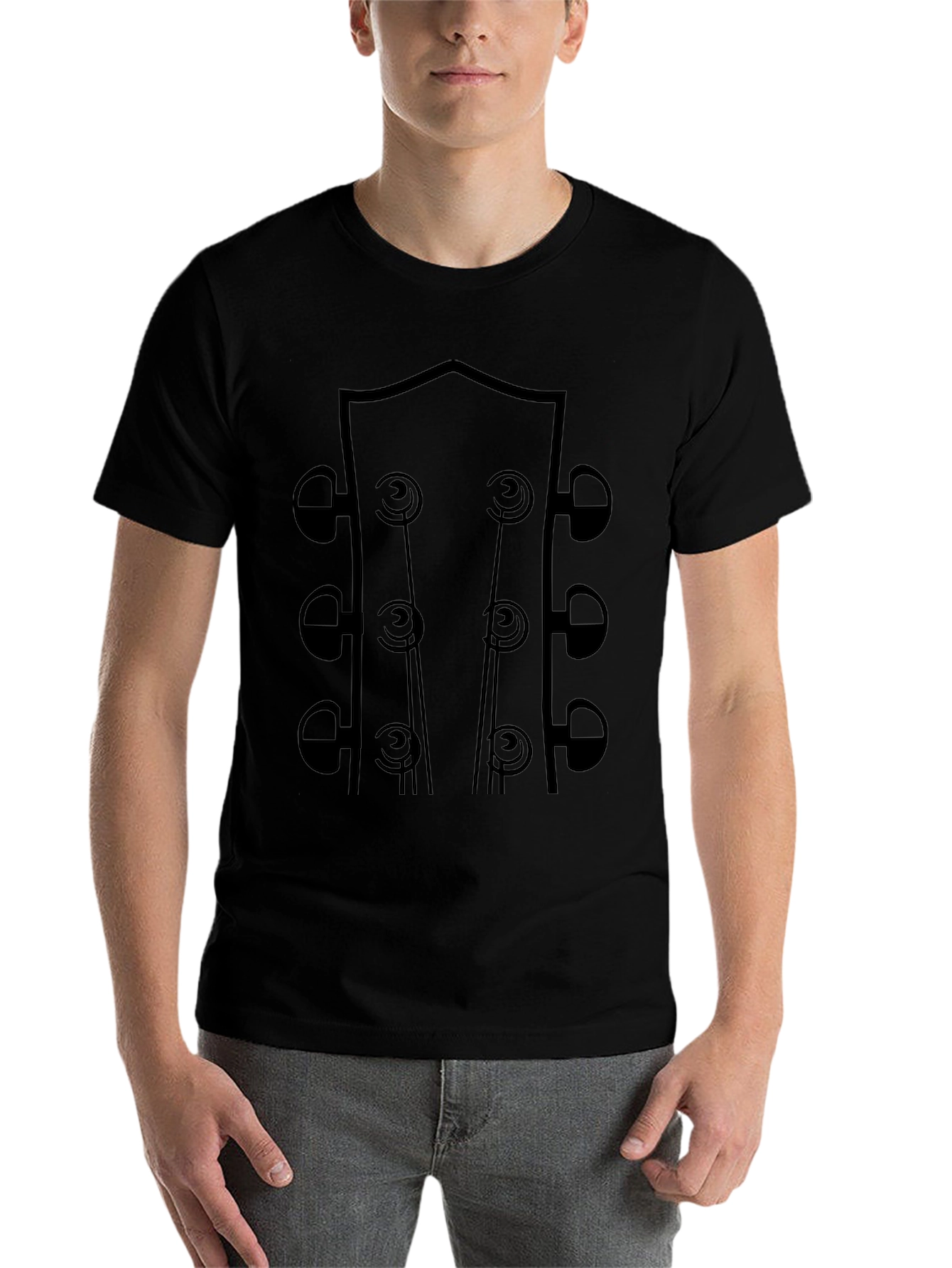 Black Guitar Headstock Graphic Tee - Black view 7