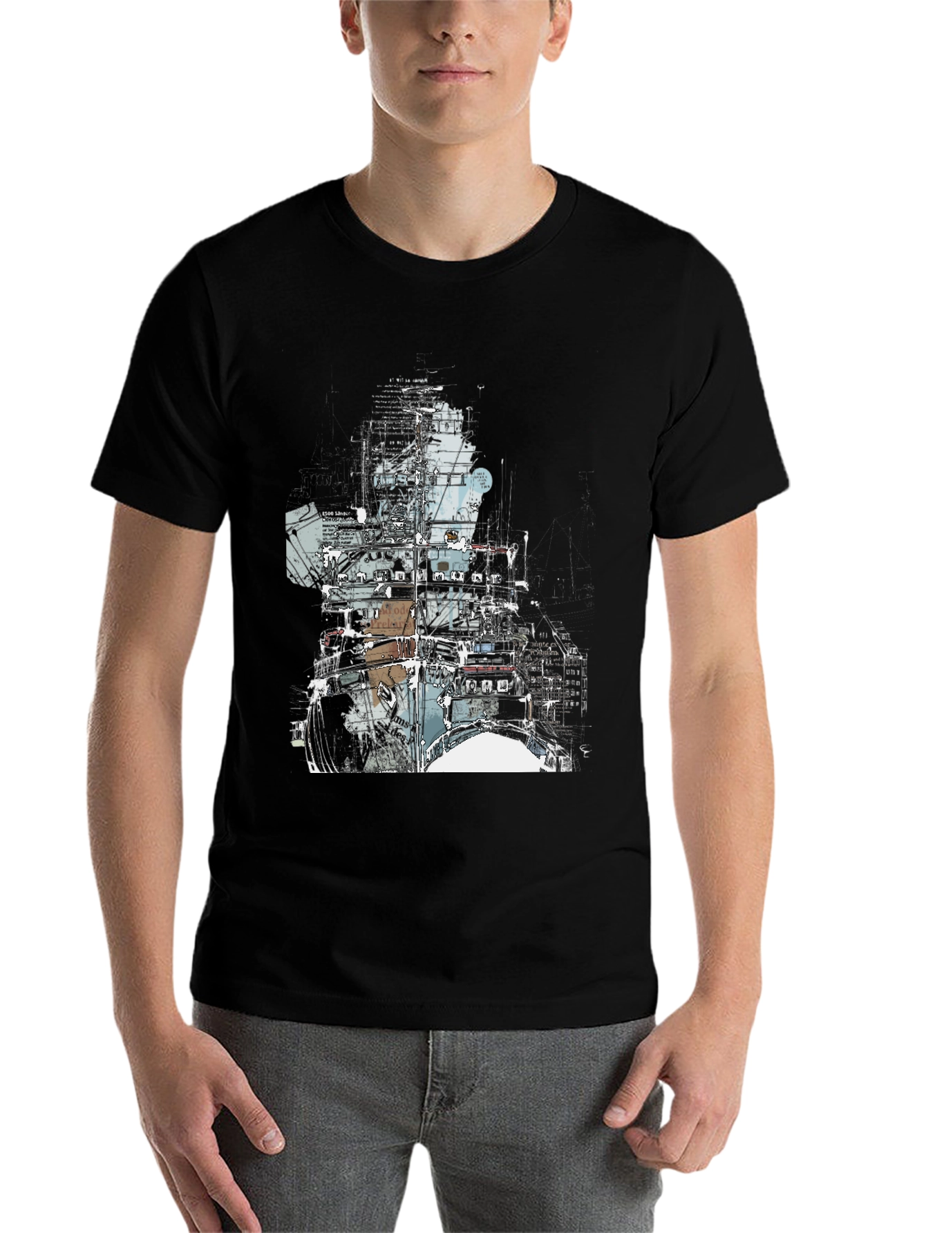 Black Abstract Drums Graphic T-Shirt - Modern Music Tee view 7