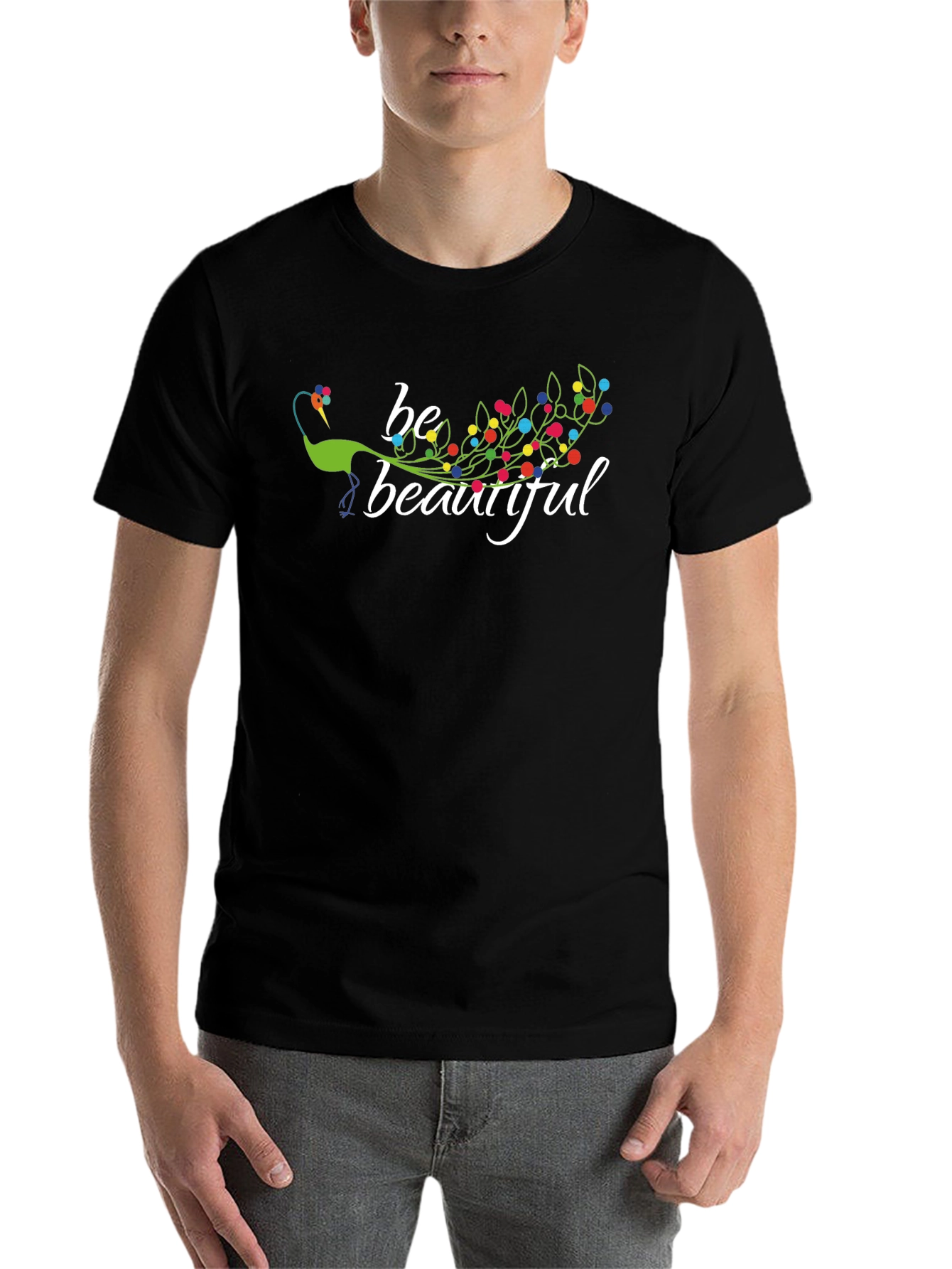 Black Be Beautiful Peacock Graphic T-Shirt view 7