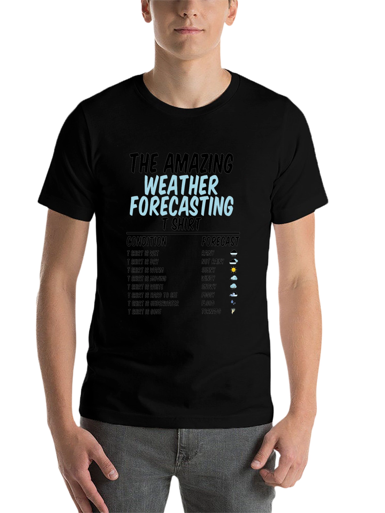 Black The Amazing Weather Forecasting T-Shirt view 7