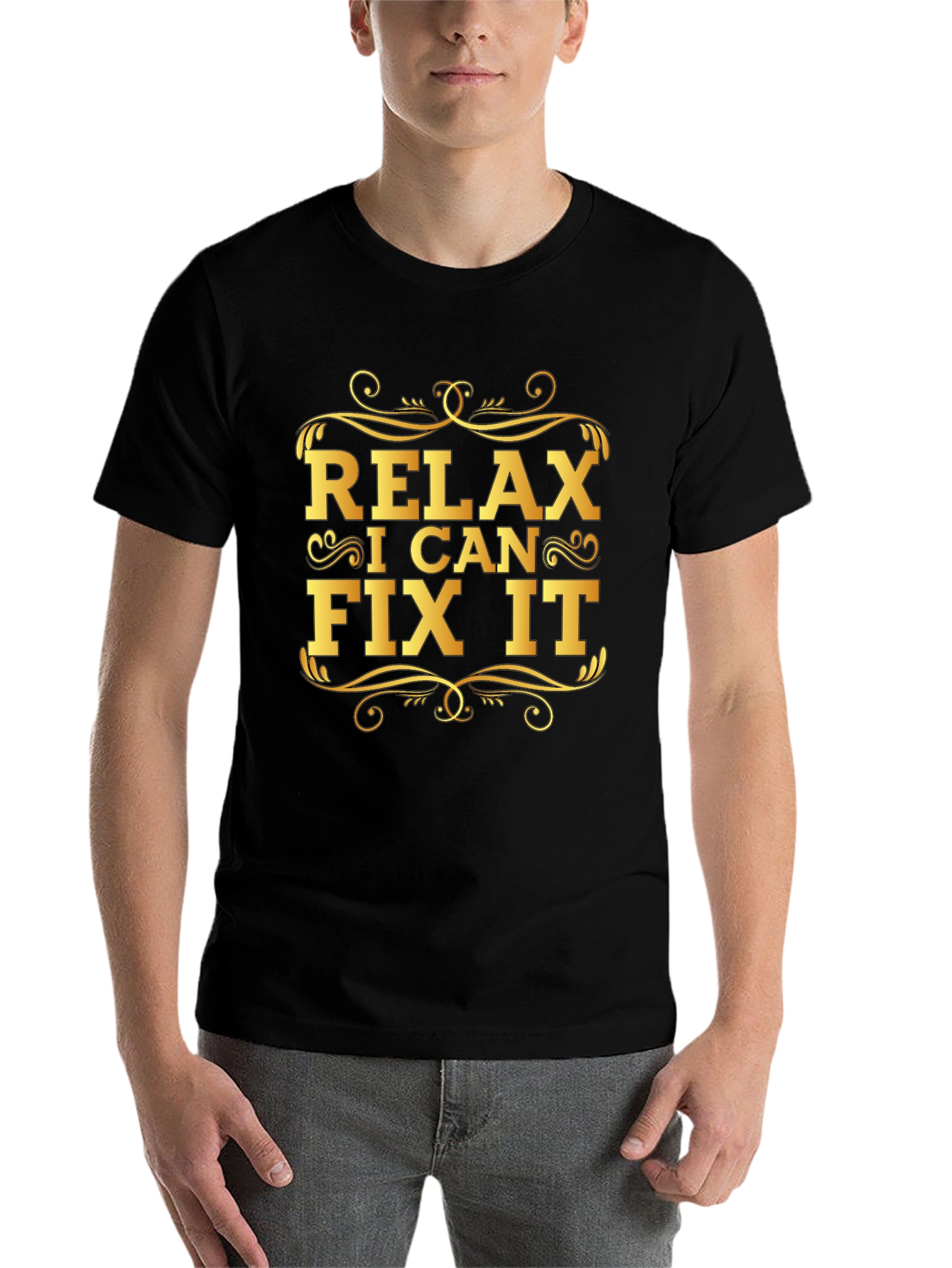 Black Relax I Can Fix It T-Shirt - Funny Graphic Tee view 7