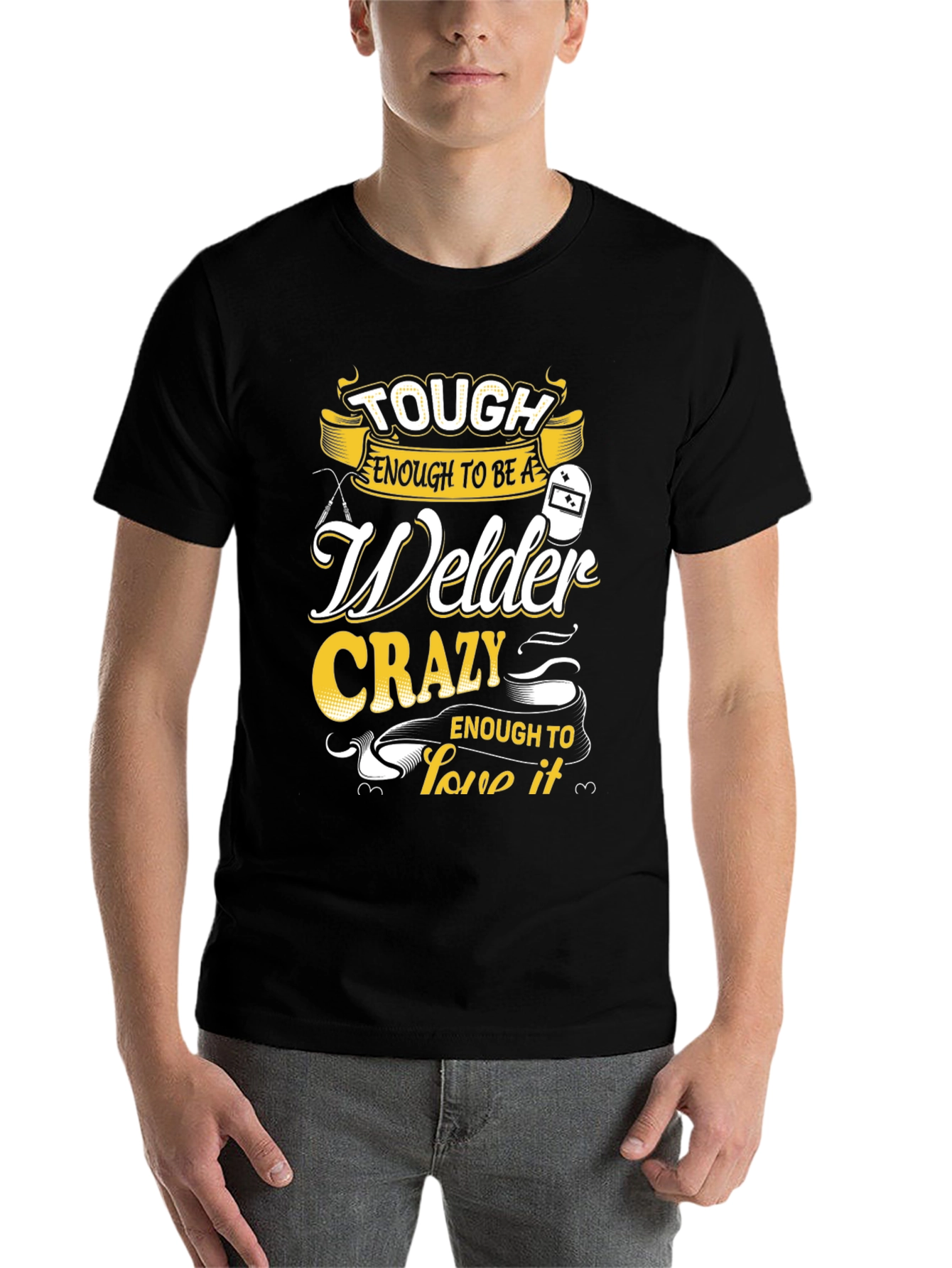 Black Tough Welder Graphic Tee - Black Cotton Blend view 7