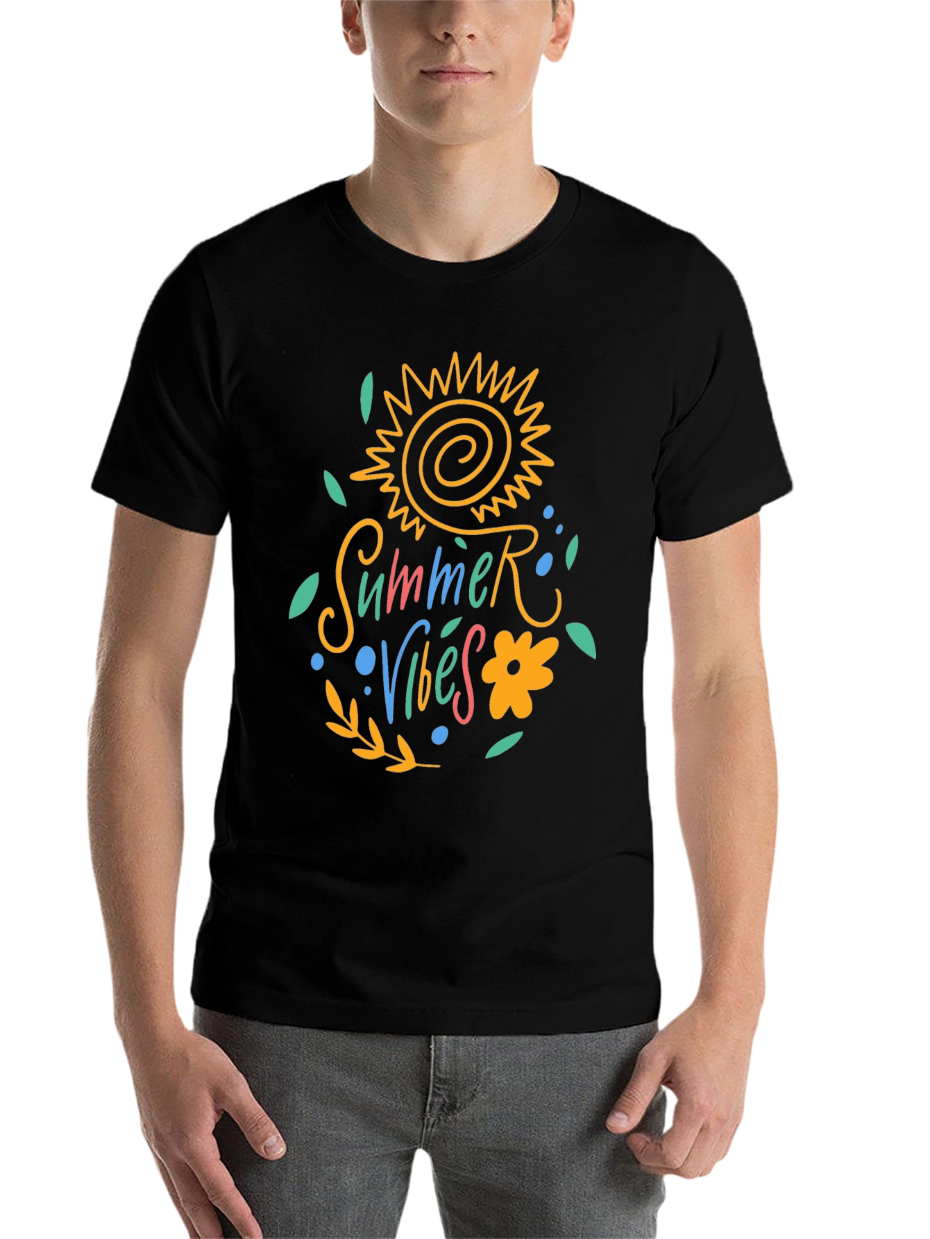 Black Summer Vibes Graphic Tee - Black view 7